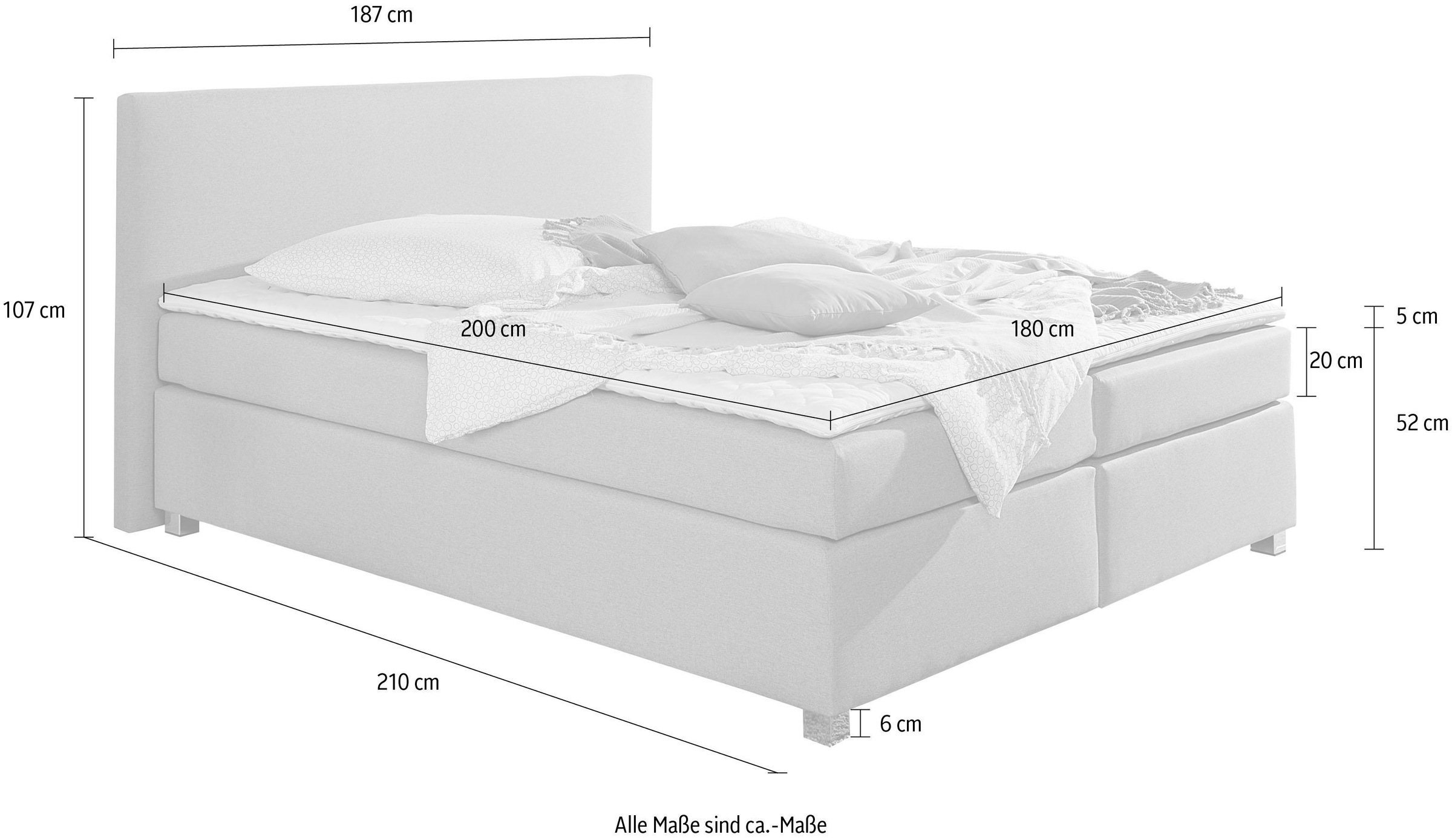 INOSIGN Boxspringbett »Eliana«, inkl. Topper, in 4 Breiten, 3 Matratzenarten und 2 Härtegraden