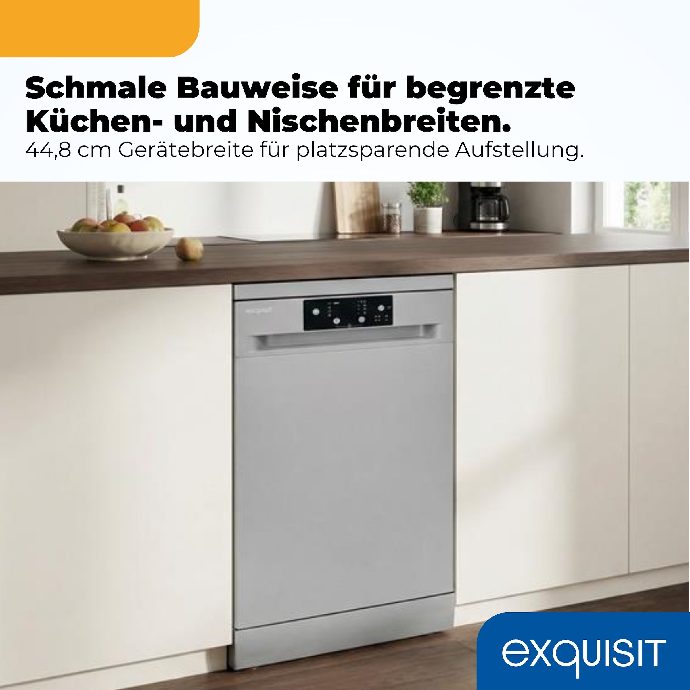 exquisit Standgeschirrspüler 9109 »GSP9109-451D silber« 10 l 9 tlg. Maßgedecke 9 Maßgedecke, 4 Programme, LED, Besteckkorb