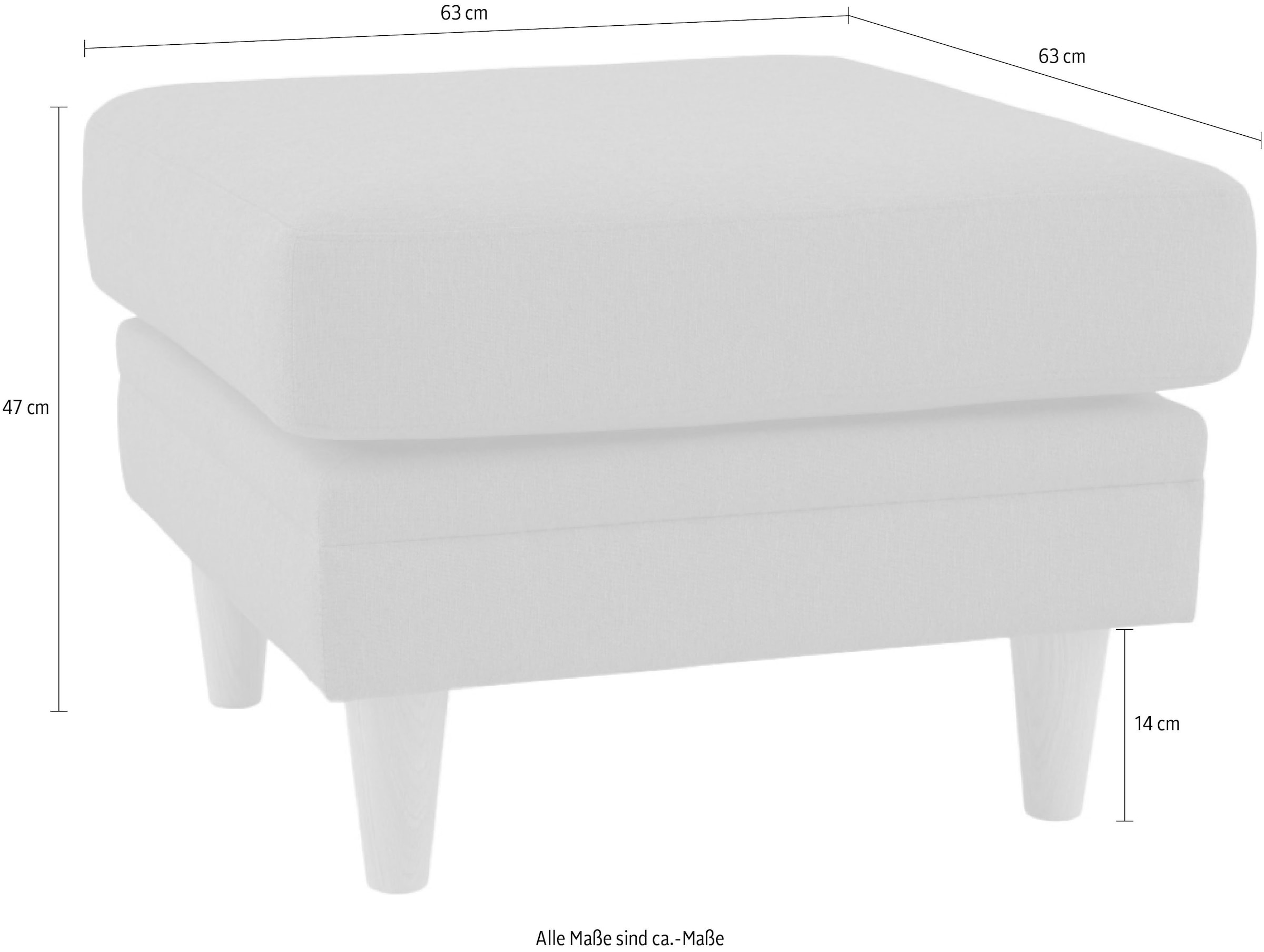 OTTO home Polsterhocker »Arellano, Breite 63 cm« klassisches Design, mit Massivholzfüßen, Webstoff fein, Chenille