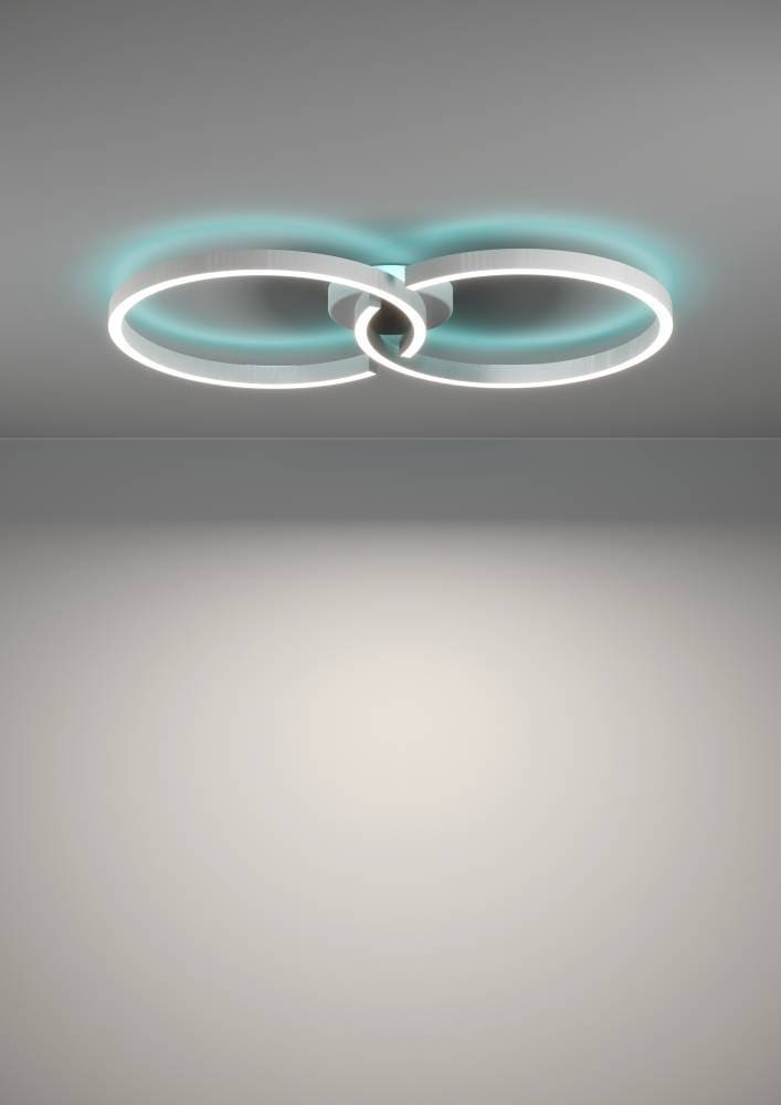 EGLO Deckenleuchte »AMANDOLO«, 1 flammig, Leuchtmittel LED-Modul | LED fest integriert, dimmbare Deckenlampe, Fernbedienung, Metall in Weiß, RGB Backlight