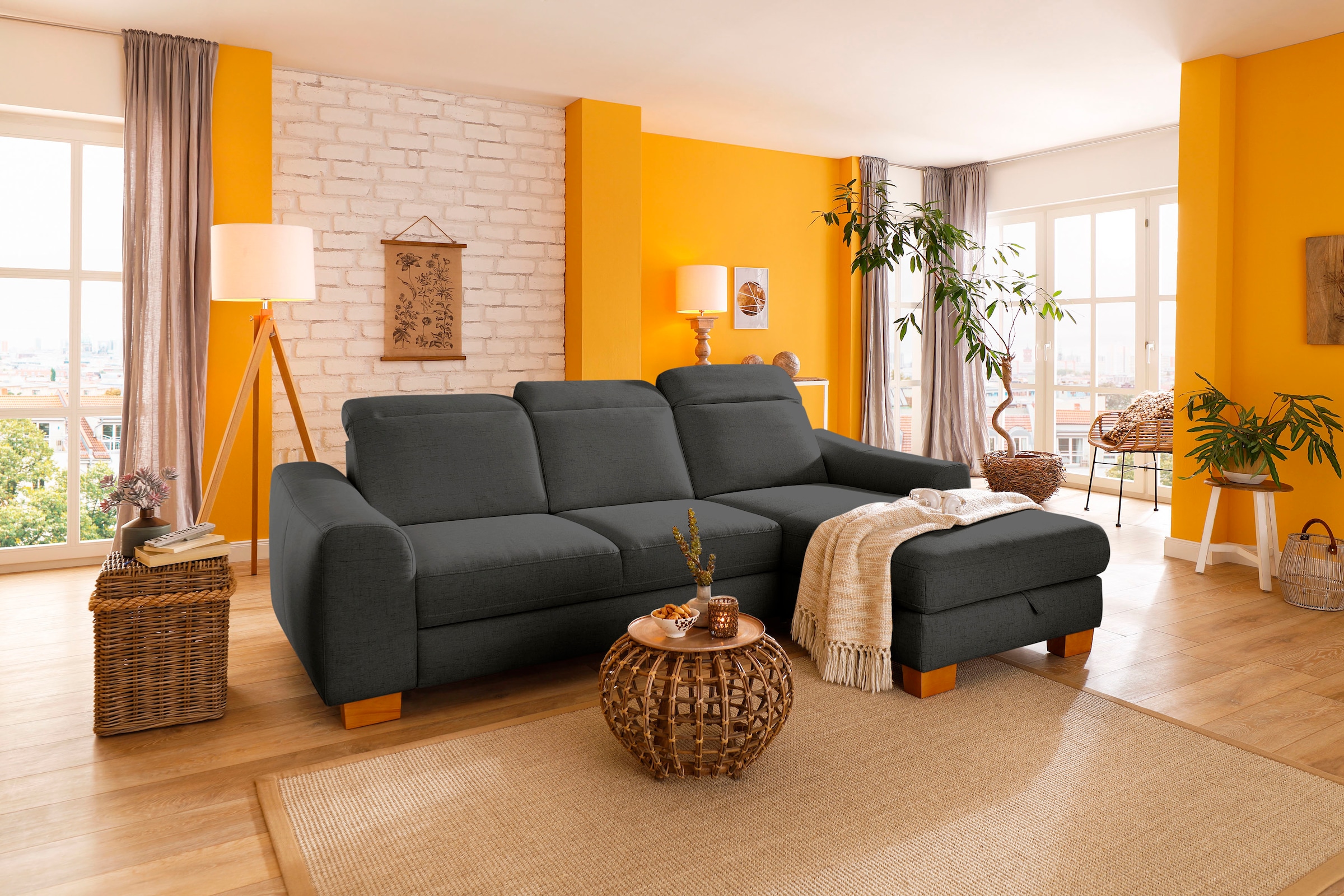 Home affaire Ecksofa »Dundee L-Form«, wahlweise mit Kopfteilverstellung und günstig online kaufen