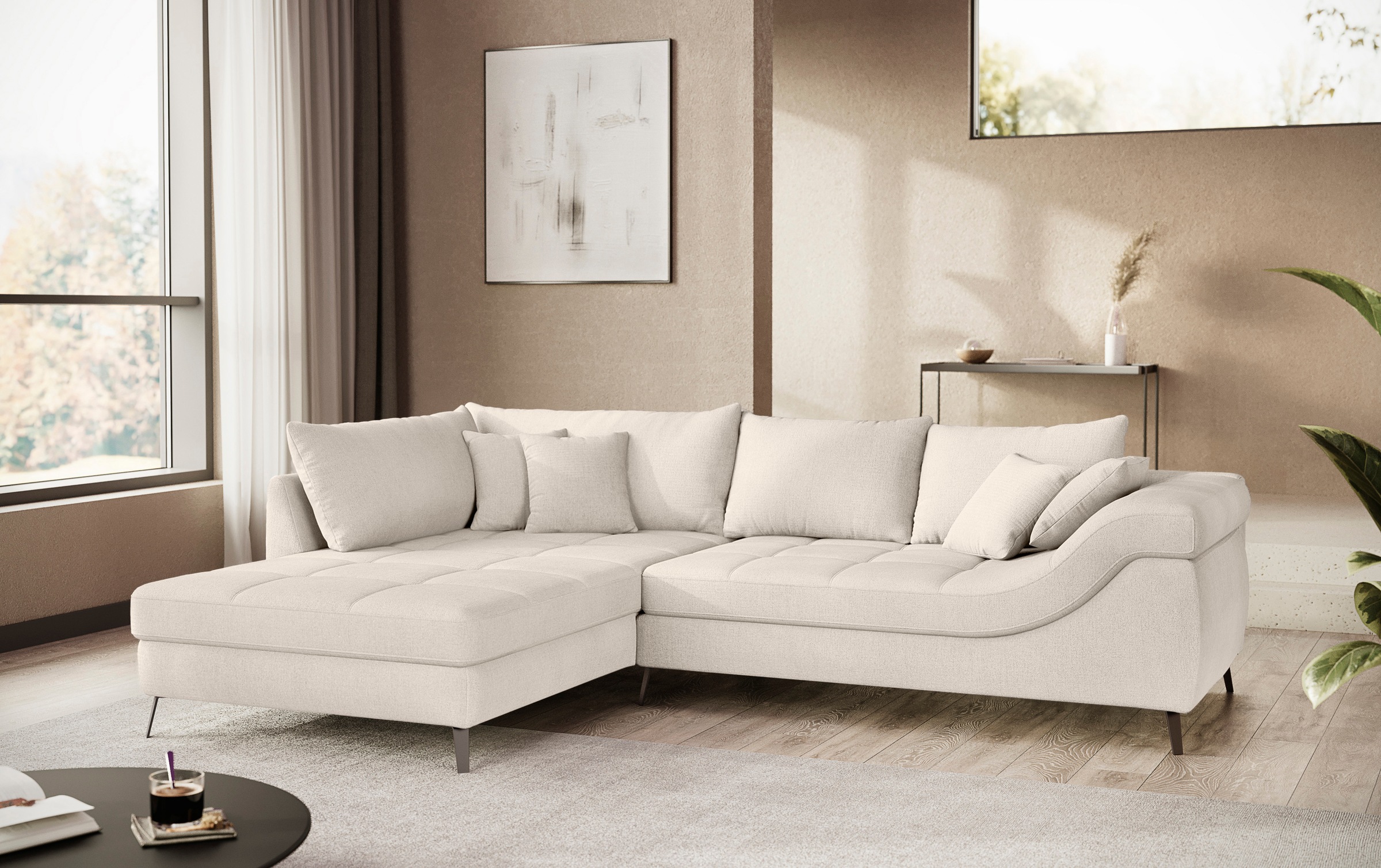 Mr. Couch Ecksofa »Portofino L-Form«, 4 Bezugsqualitäten, 13,5 cm hohe Meta günstig online kaufen