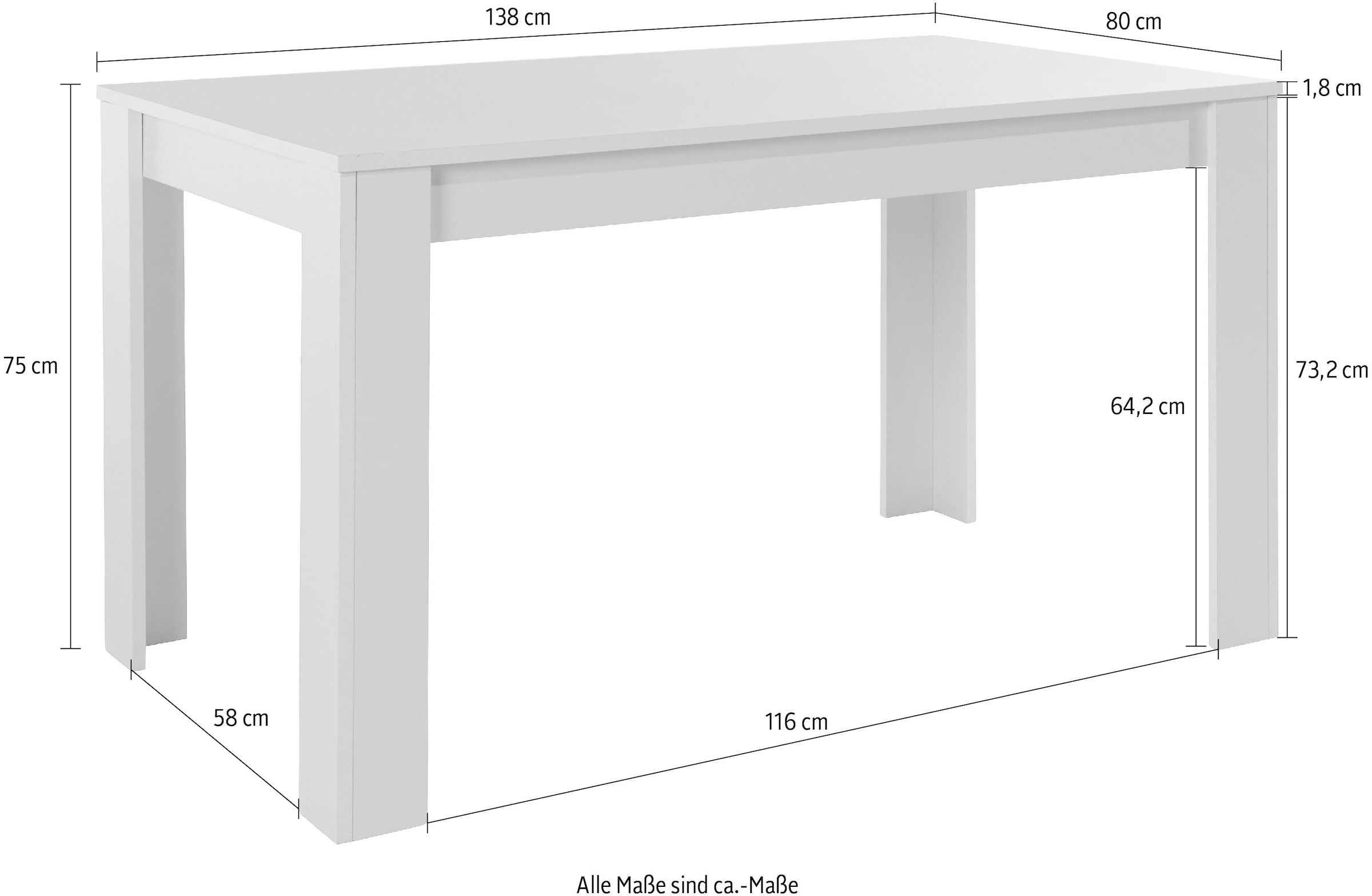 Homexperts Esstisch »Viva«, Breite 138 cm, in verschiedenen Ausführungen