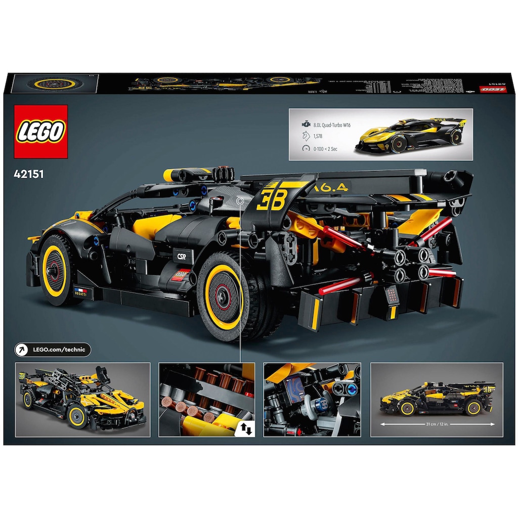 LEGO® Konstruktionsspielsteine »Bugatti-Bolide (42151), LEGO® Technic«, (905 St.)