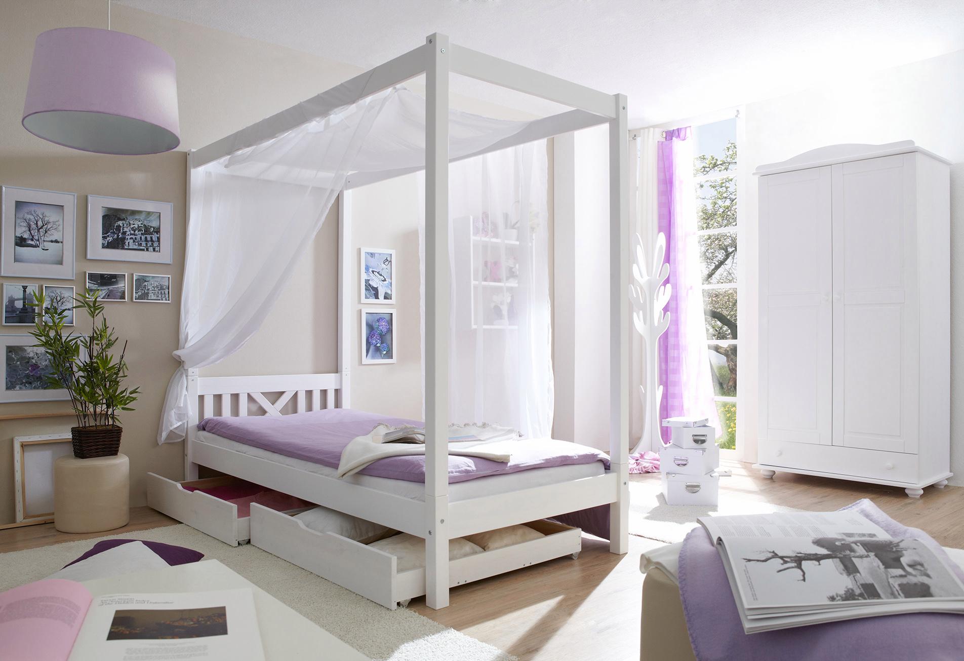 Ticaa Himmelbett "LaLuna" Himmelbett, aus Kiefer Massivholz, inkl. Rollrost günstig online kaufen