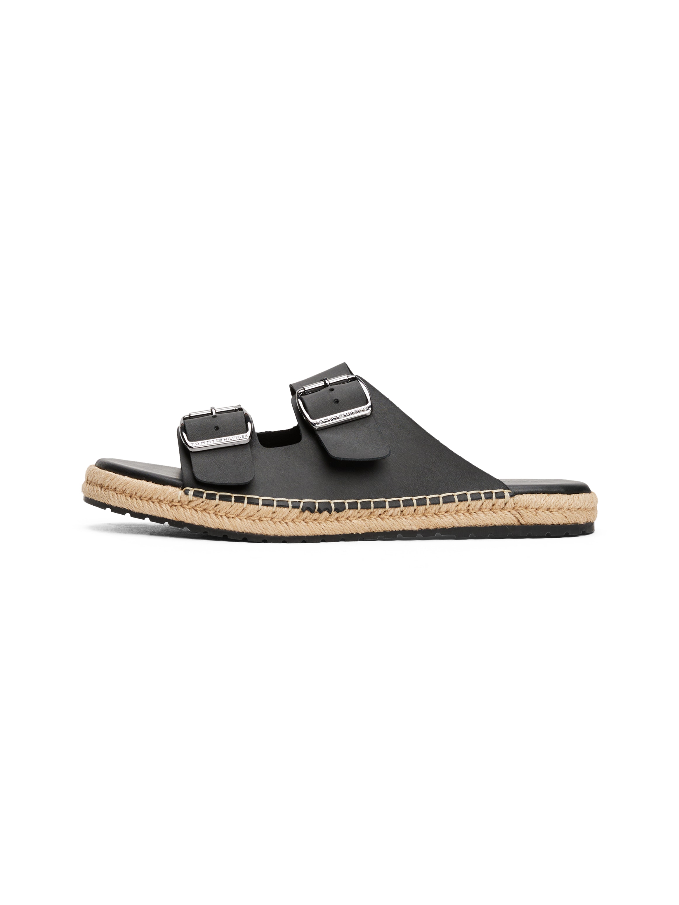 Tommy Hilfiger Pantolette »FLEX JUTTE HILFIGER LTH SANDAL«, Sommerschuh, Schlupfschuh mit Ziernähten