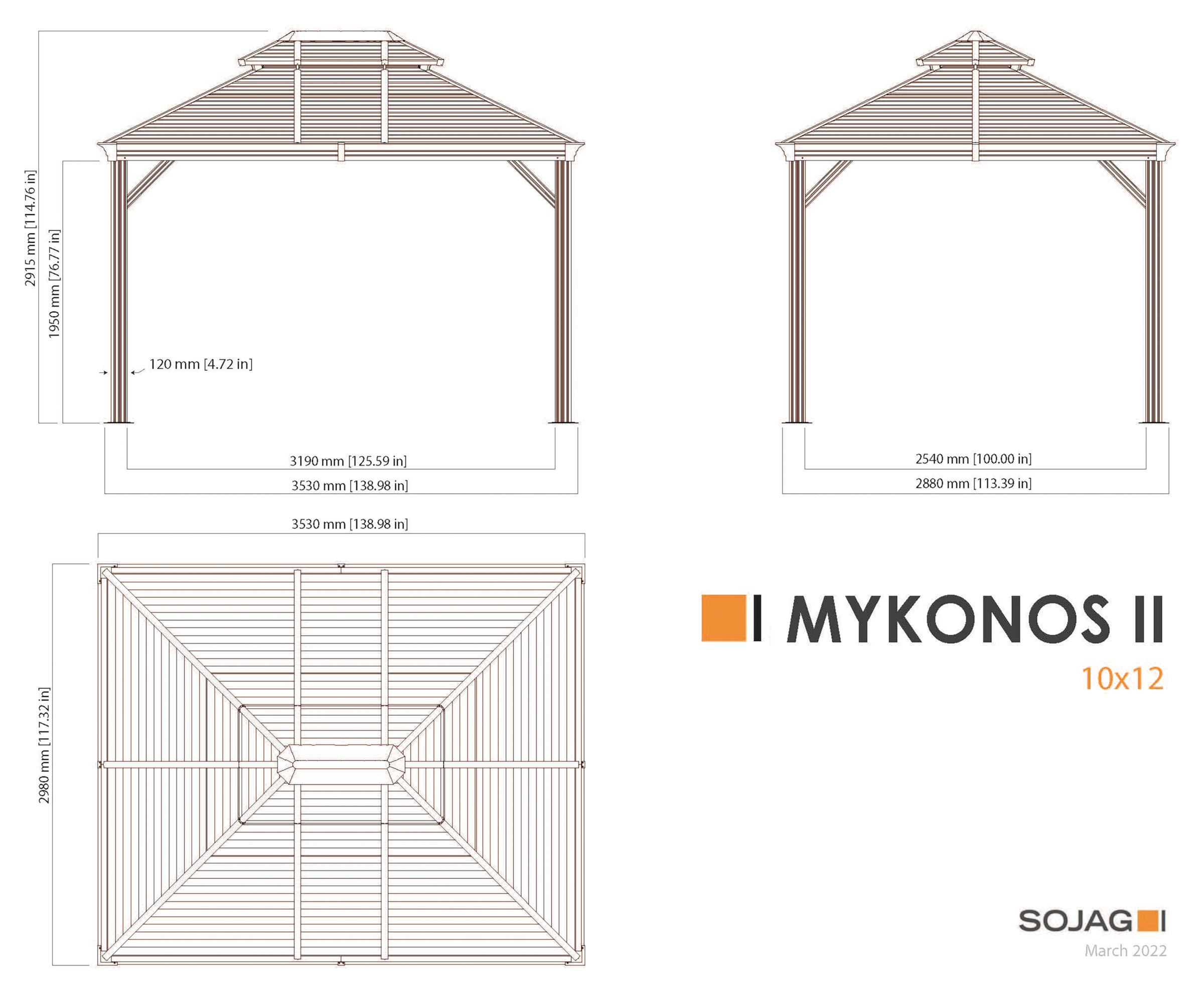 Sojag Pavillon »Mykonos«, mit Stahldach und Moskitonetzen, winterfest