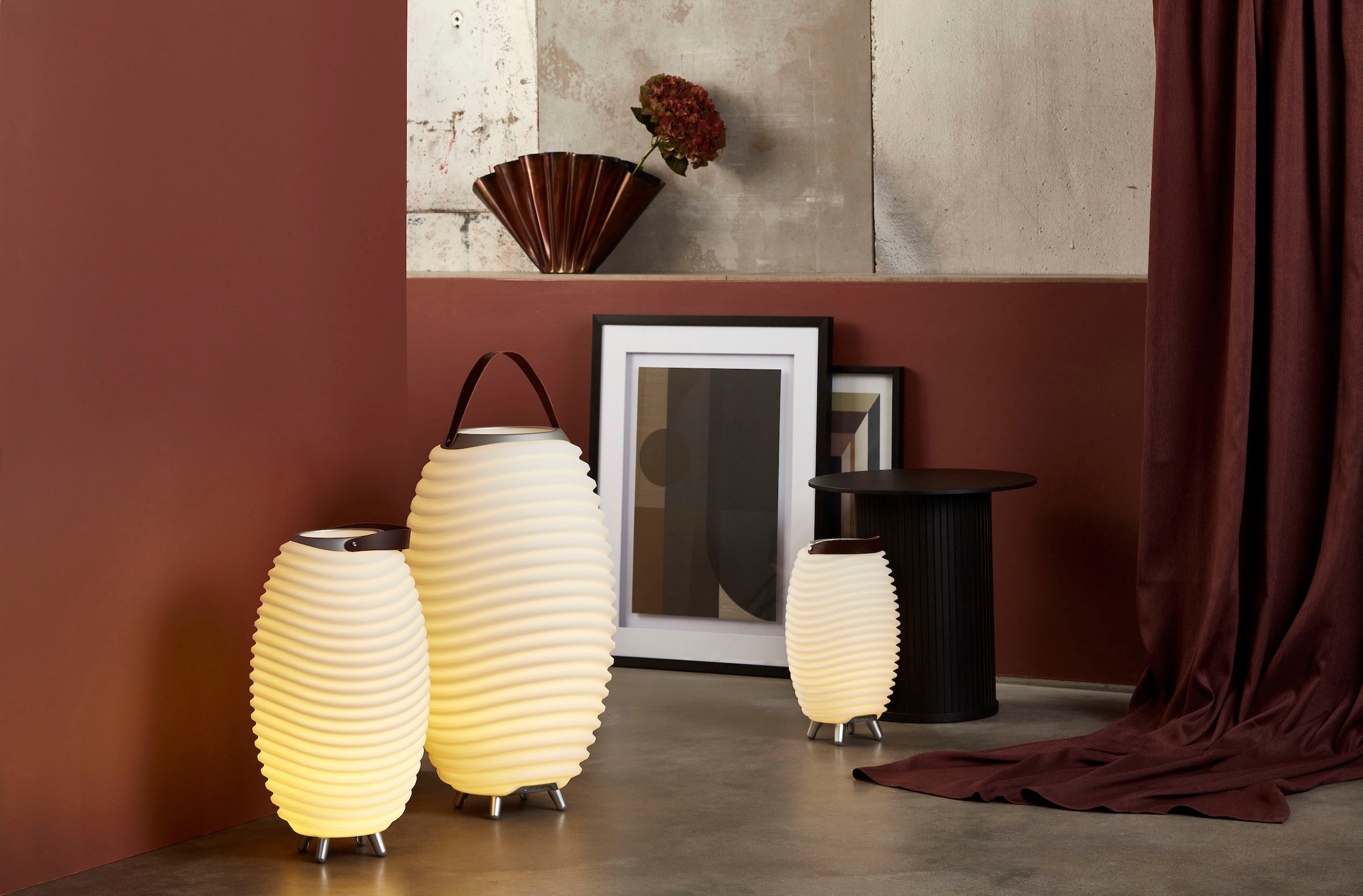 kooduu LED Stehlampe »Synergy 65«, 1 flammig, Leuchtmittel LED-Board | LED fest integriert, Hygge-Design, Bluetooth Lautsprecher, Sektkühler, TWS Stereo Sound