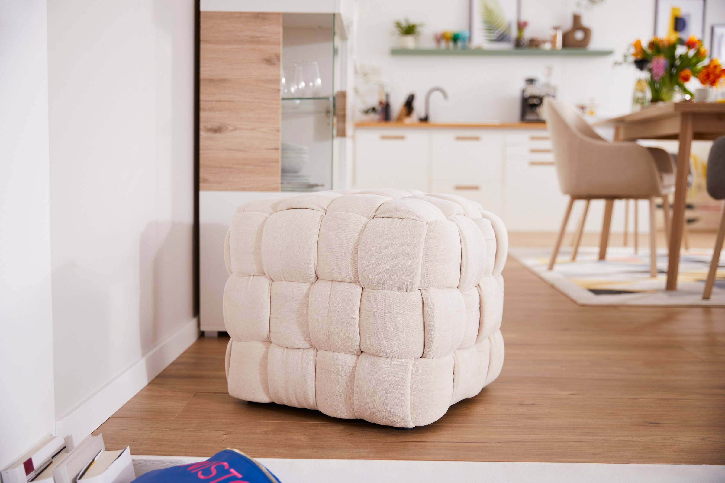 Jahnke Hocker »WEB ART S«, Hocker, Couchtisch, Beistelltisch gepolstert in edler Flechtoptik