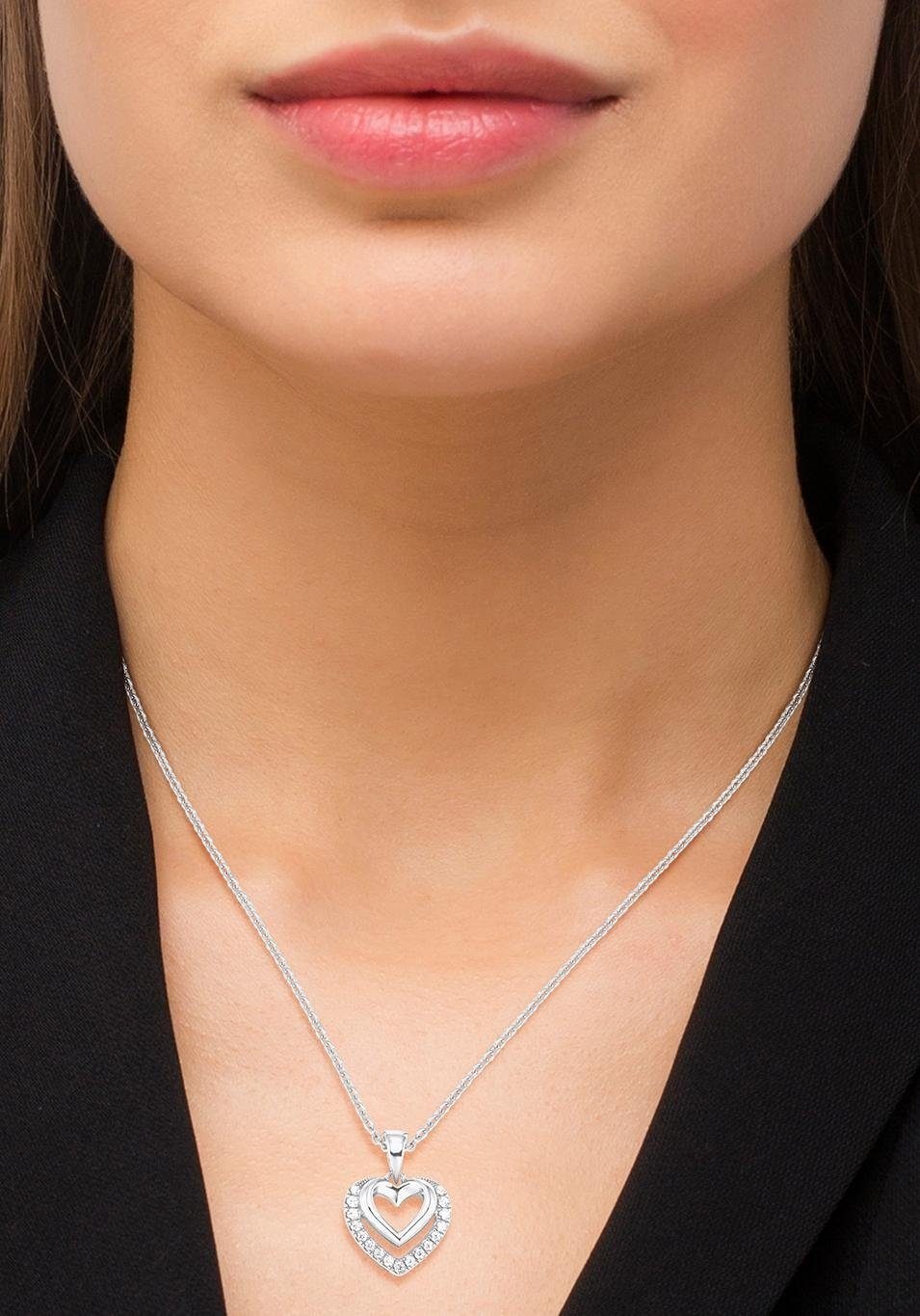 Amor Kette mit Anhänger »Herzen, 2026252«, mit Zirkonia (synth.)