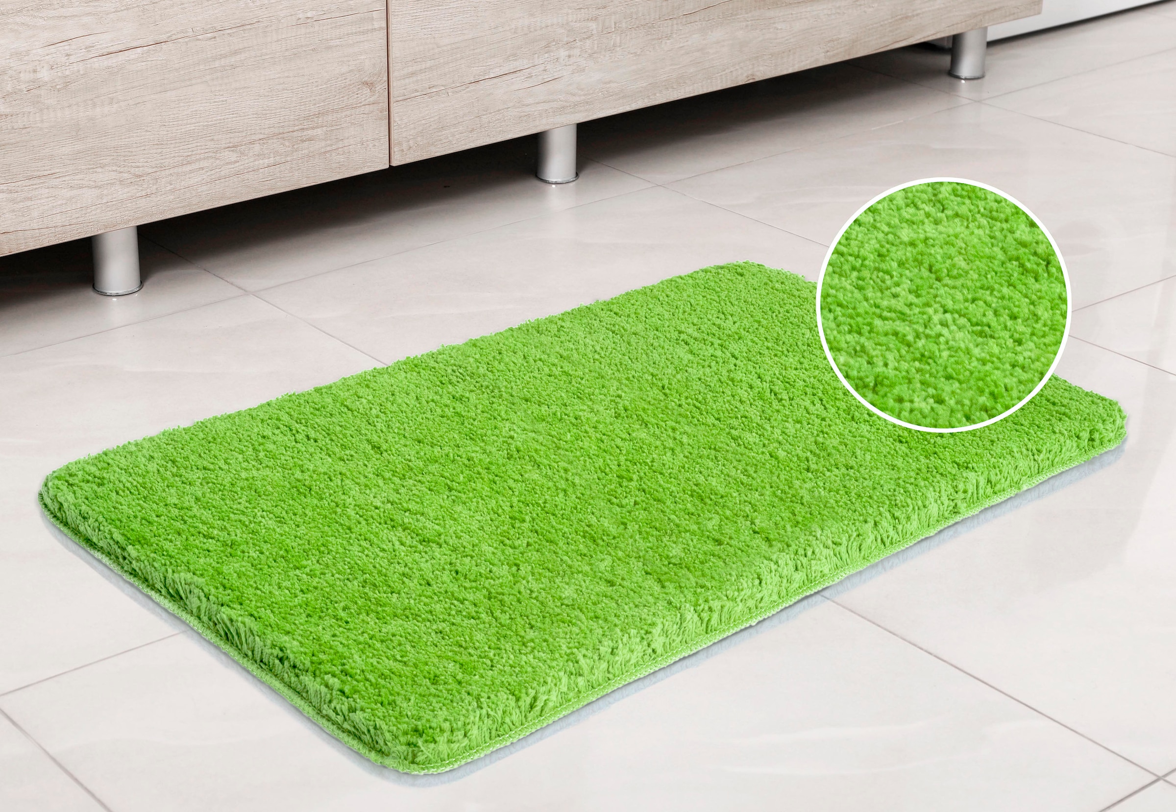 my home Badematte »Sanremo, Badvorleger, Badezimmer Teppich, sehr weich«, rutschhemmend beschichtet, fußbodenheizungsgeeignet-schnell trocknend, Badteppich, unifarben, rechteckig, rund & als 3-tlg. Set erhältlich