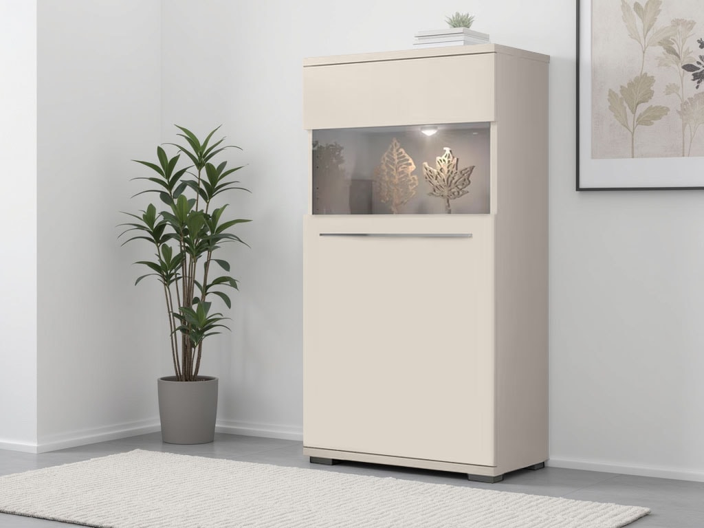 Places of Style Highboard »Piano Vitrine«, (H/B/T): 123/60/40,2cm), UV lackiert, Soft-Close Funktion