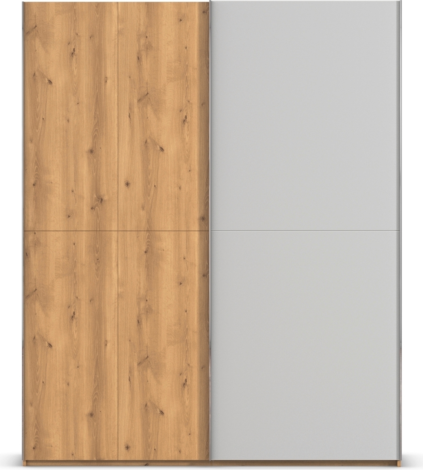 rauch Schwebetürenschrank »Kleiderschrank Schrank Garderobe Schlafzimmerschrank SCALE-WOOD«, edle geteilte Front in massiver Asteiche mit Glastüren MADE IN GERMANY