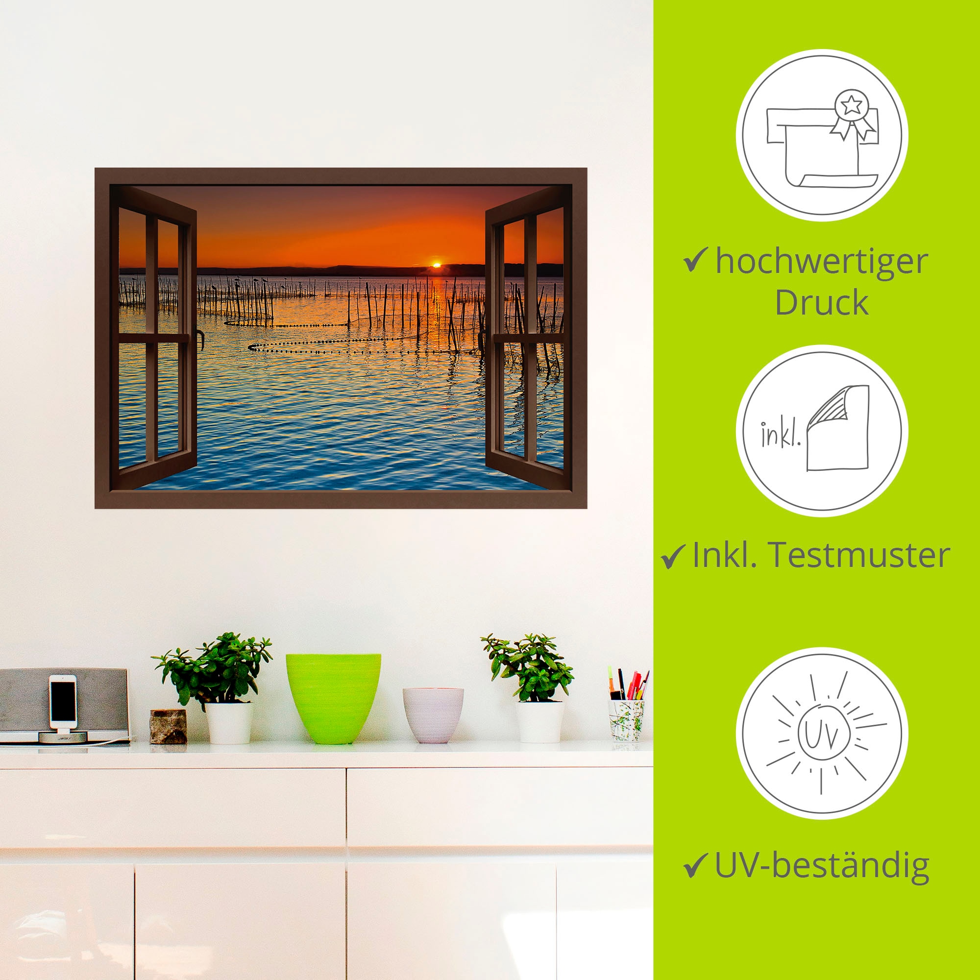 Artland Wandfolie »Fensterblick - wartende Fahrgäste«, Fensterblick, (1 St.), selbstklebend