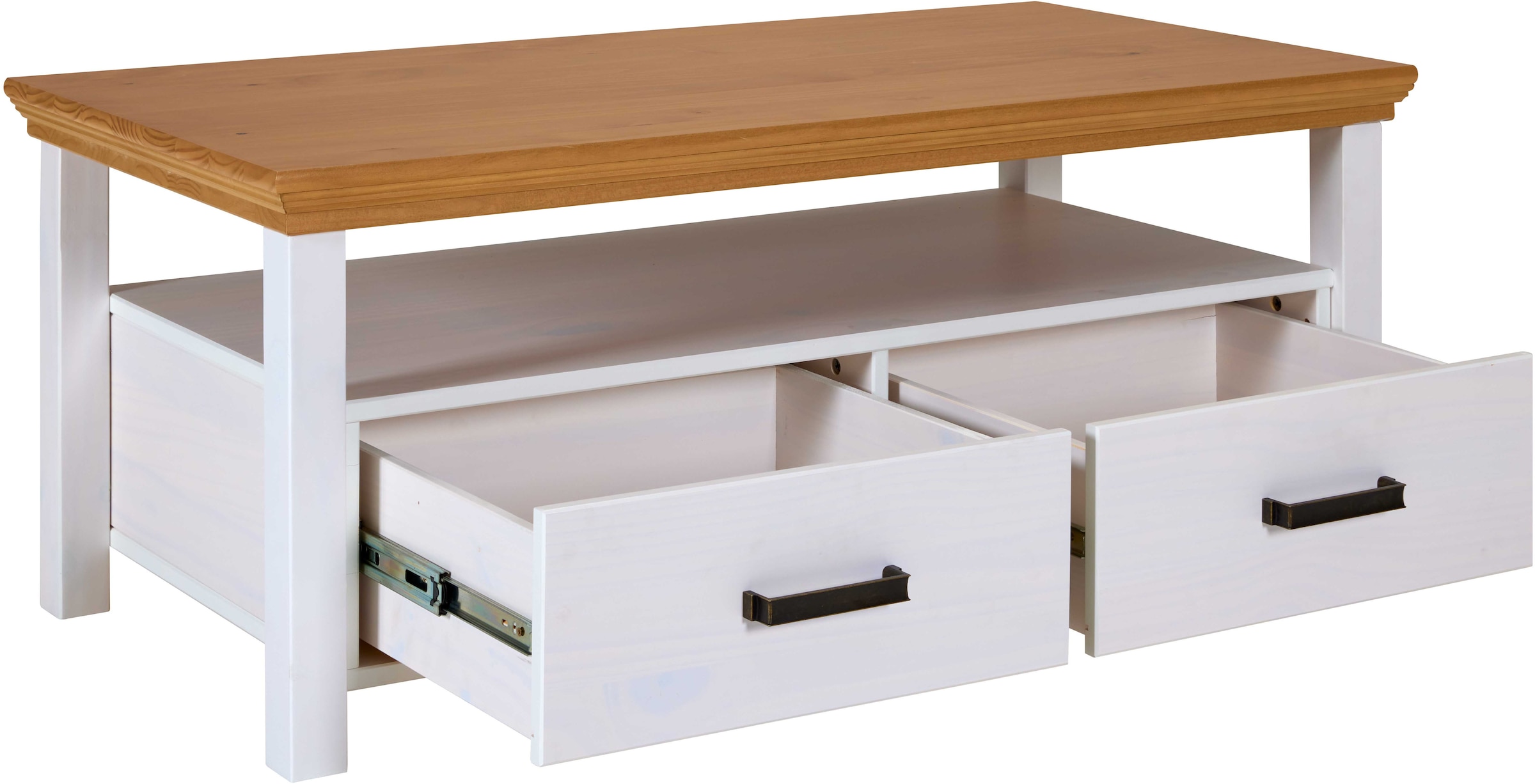 Inter Link Couchtisch »Couchtisch Maluno« 1 Stk. tlg. Kiefer Massiv, Soft-Close, Stauraum, BxTxH: ca. 119,40 x 60 x 49 cm