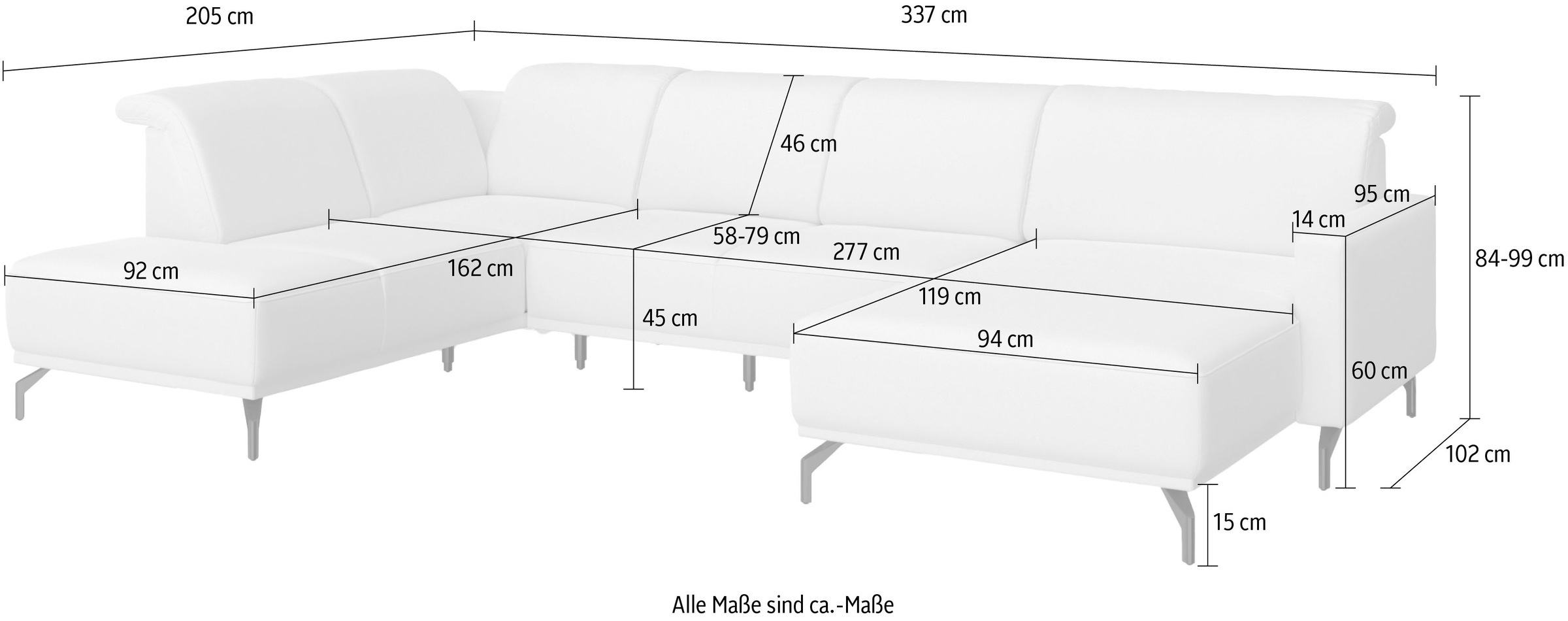 sit&more Wohnlandschaft »Bailando U-Form«, wahlweise mit Kopfteilverstellung und Vorziehsitz, motorisch