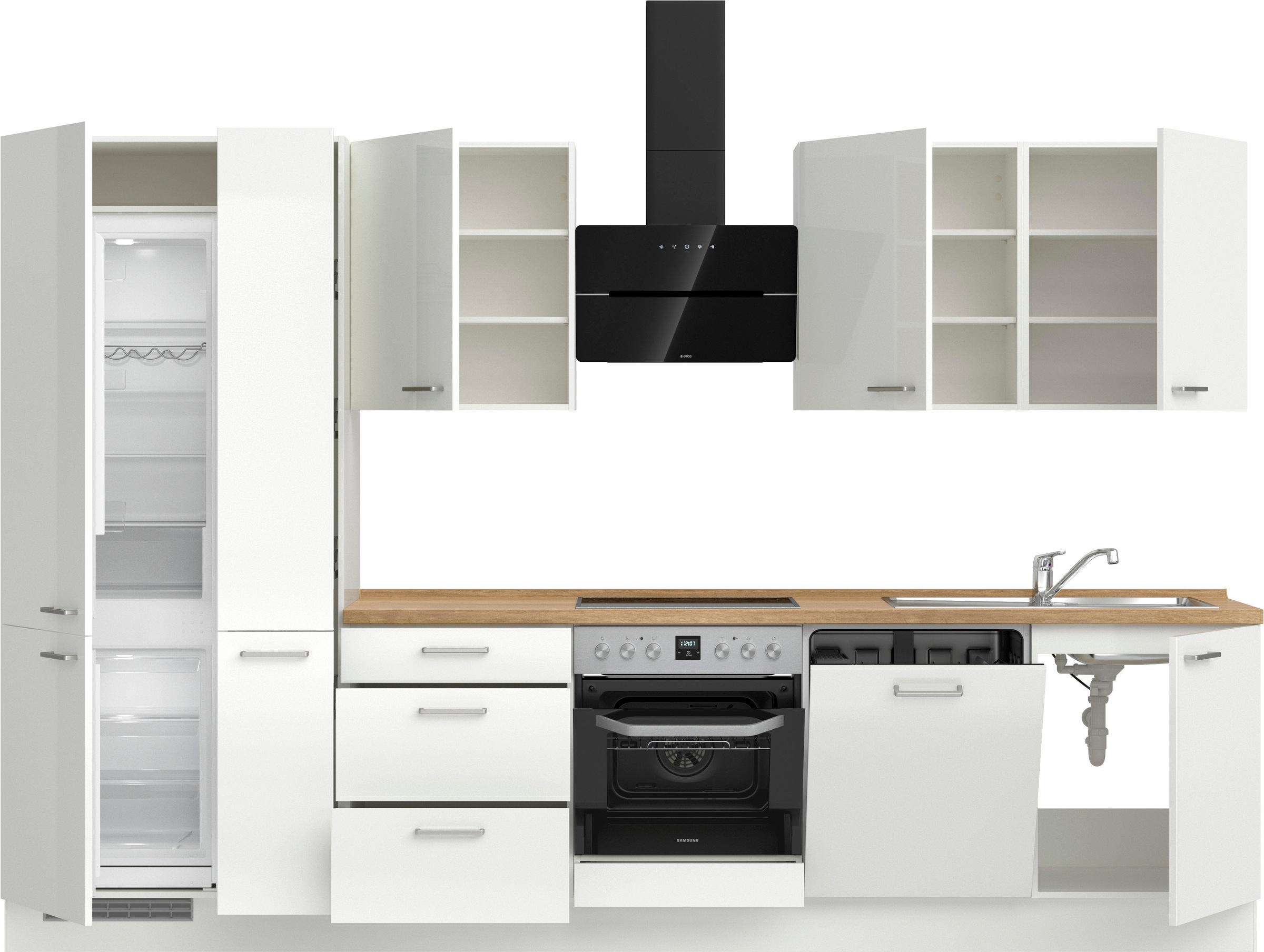 nobilia® Küchenzeile »"Flash II"«, vormontiert, Ausrichtung wählbar, Breite 330 cm, wahlw. mit E-Geräten