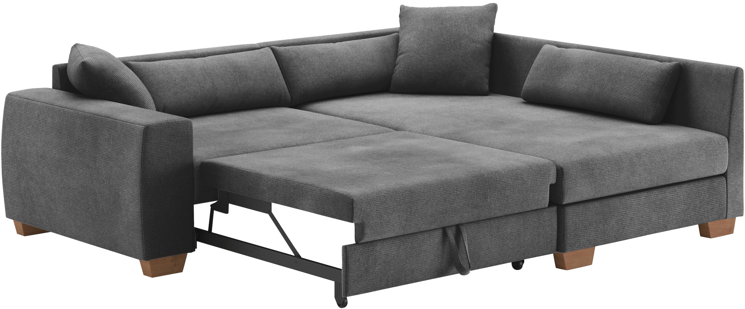 Mr. Couch Ecksofa »Helena L-Form, bis 140 kg belastbar«, mit Taschenfederkern, wahlweise mit Bettfunktion