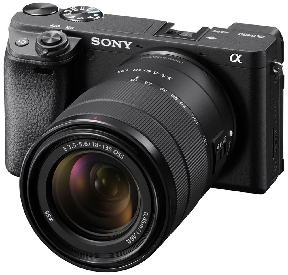 Sony Systemkamera »Set: SEL70350G Objektiv + Alpha 6400AMB APS-C« SEL-18135 , SEL70350G , 24 , 2 fach fach x opt. Zoom , Bluetooth | WLAN , inkl. E-Mount Systemkamera, 24 Megapixel, 4K Video, 180° Klapp-Display