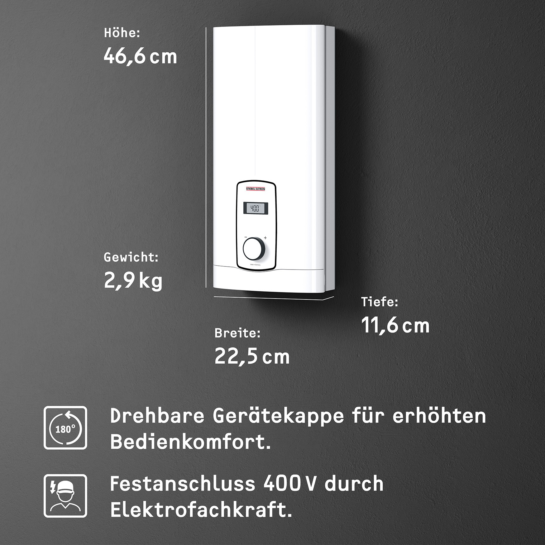 STIEBEL ELTRON Komfort-Durchlauferhitzer »DHB-E 18 kW LCD 25A, gradgenaue T günstig online kaufen