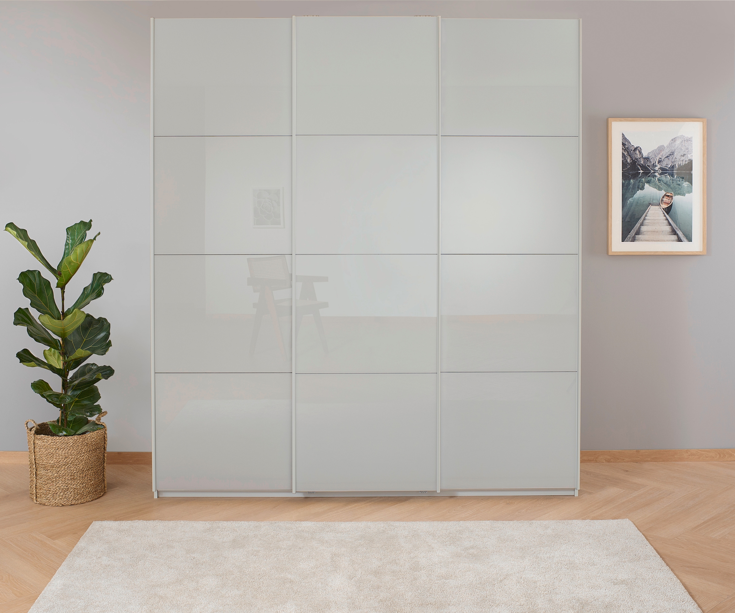 rauch Schwebetürenschrank »Kleiderschrank Schrank Garderobe KOLUNA mit hochwertiger Glasfront« Breiten 203/271/315/360 cm Höhen 210/229 cm,  Glasfront, inkl. 2 Innenschubladen sowie extra Böden