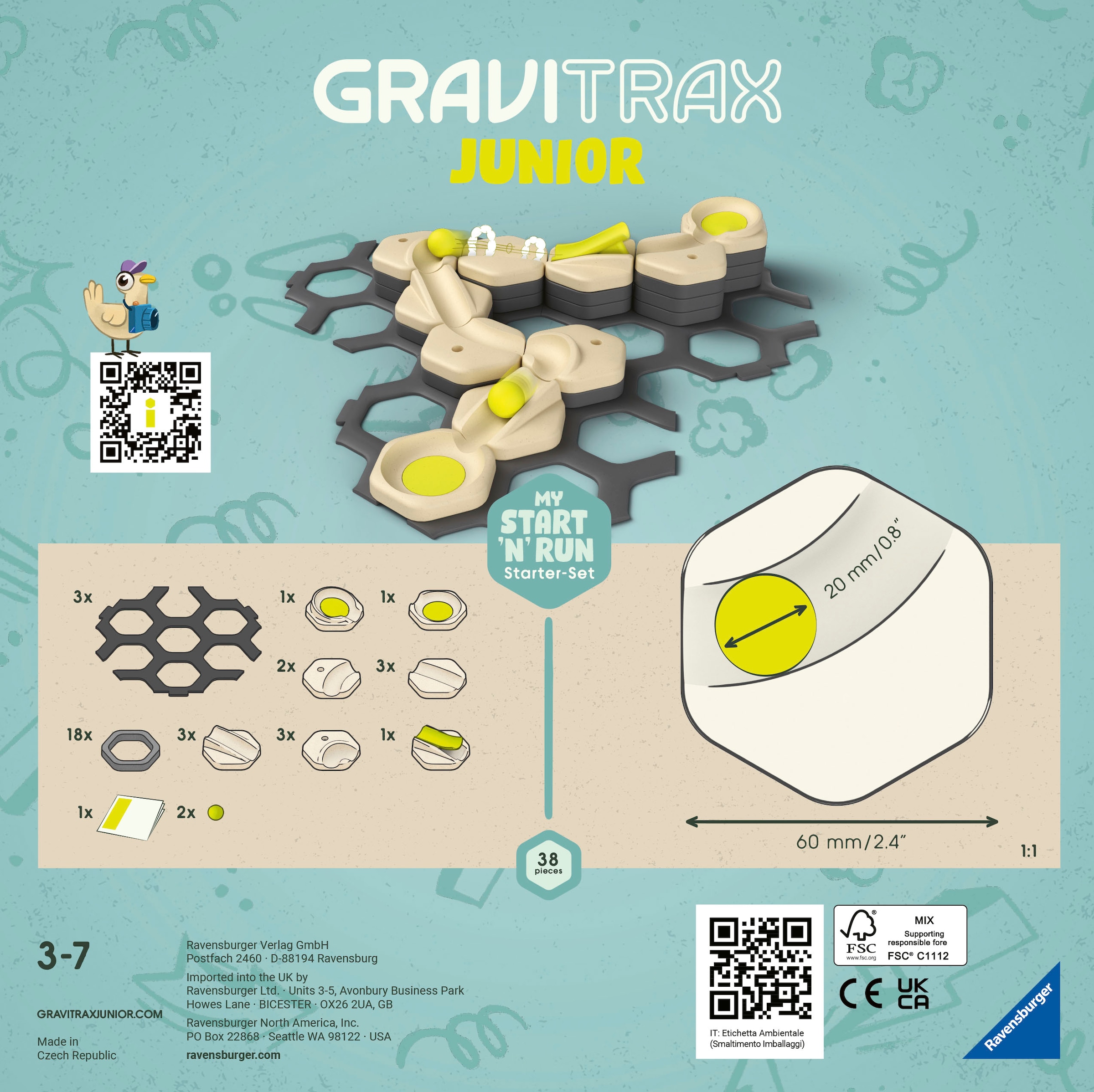 Ravensburger Kugelbahn-Bausatz »GraviTrax Junior Starter-Set S Start and Run«, Made in Europe