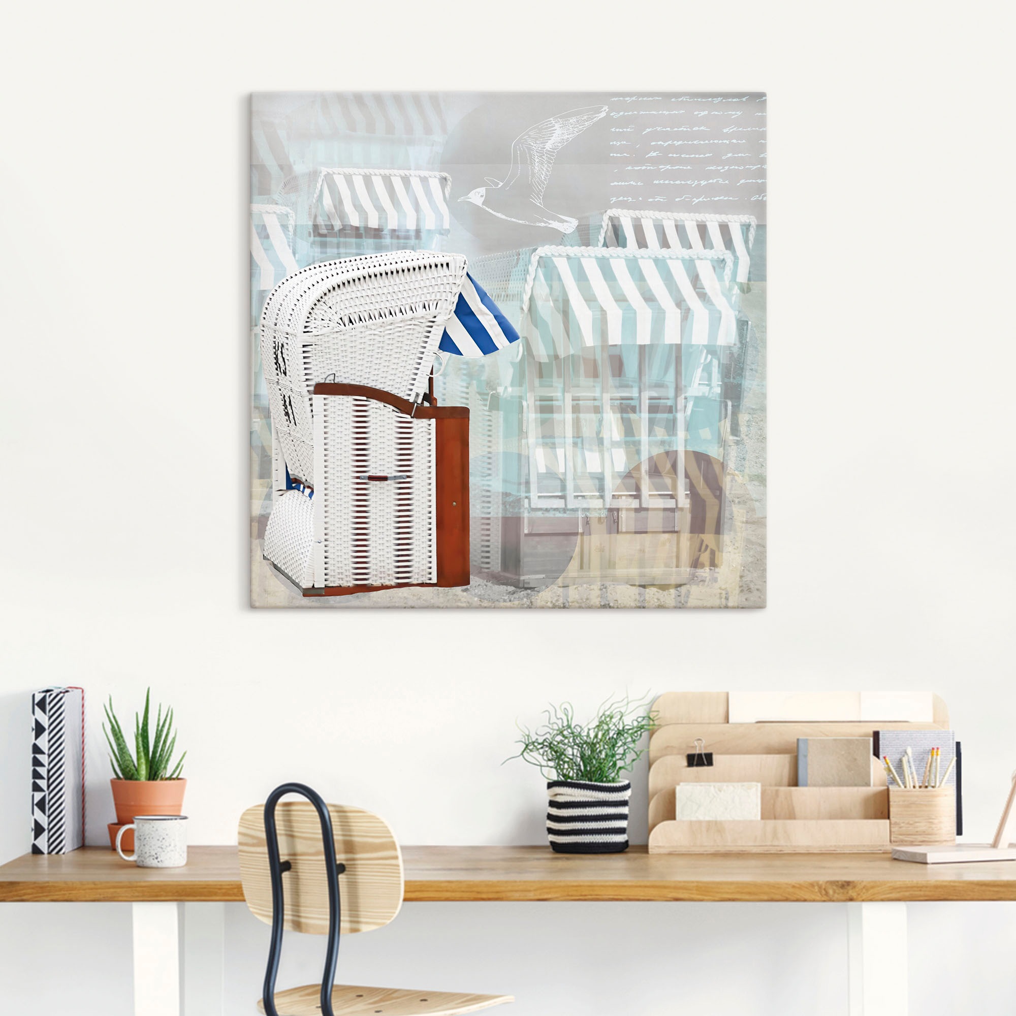 Artland Wandbild »Strandkorb Hintergrund Effekt«, Strandbilder, (1 St.), als Leinwandbild, Wandaufkleber in verschied. Größen