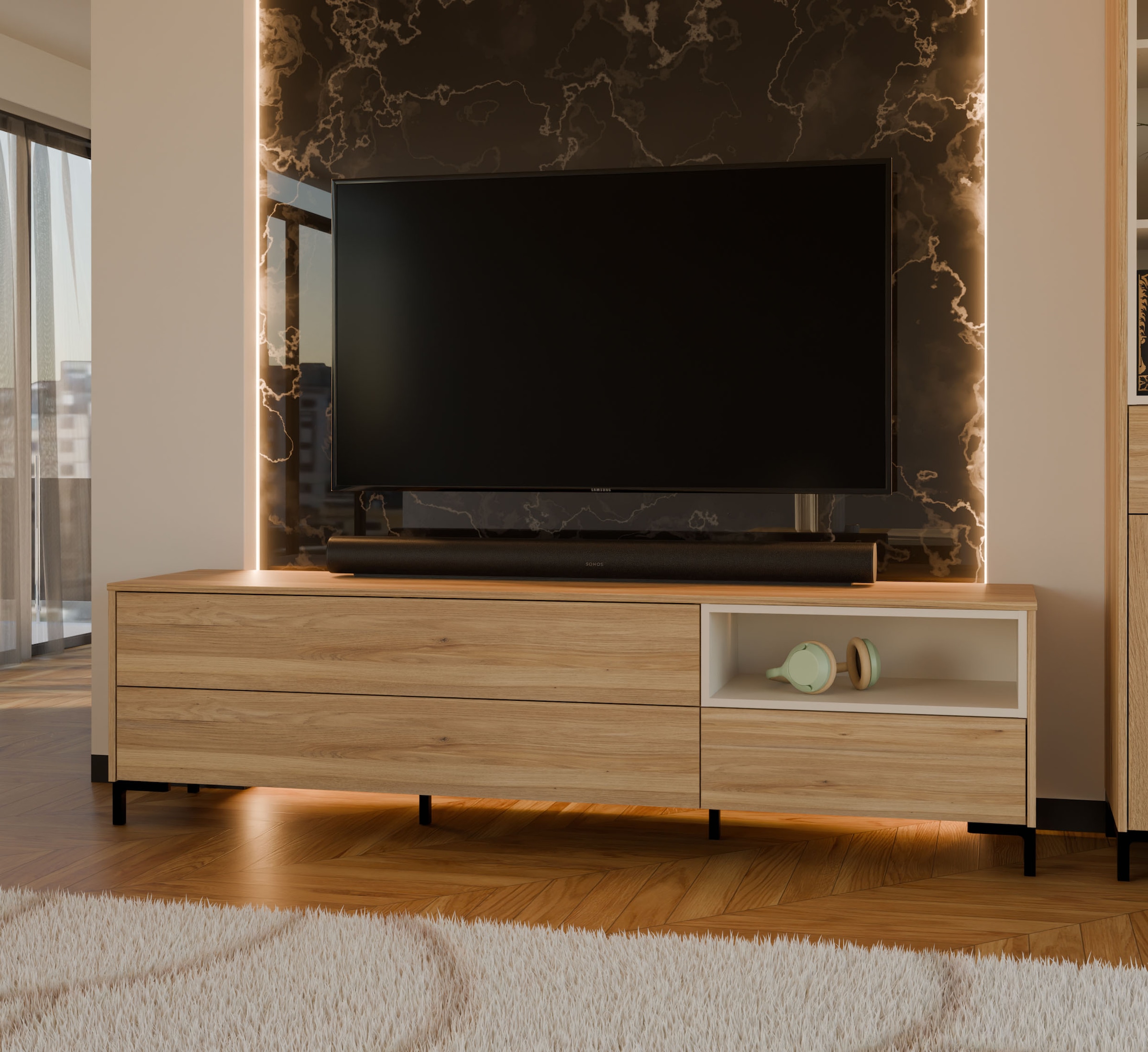 FORTE Lowboard »Galactique«, TV-Board, Grifflos, Push To Open, Stauraum