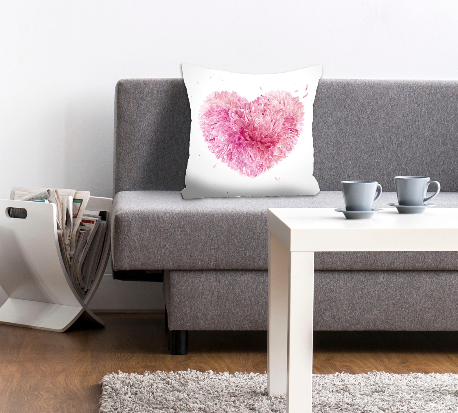 queence Dekokissen »Flower Heart«, Kissenhülle,Herz aus Blumen,Pink,Weißer günstig online kaufen