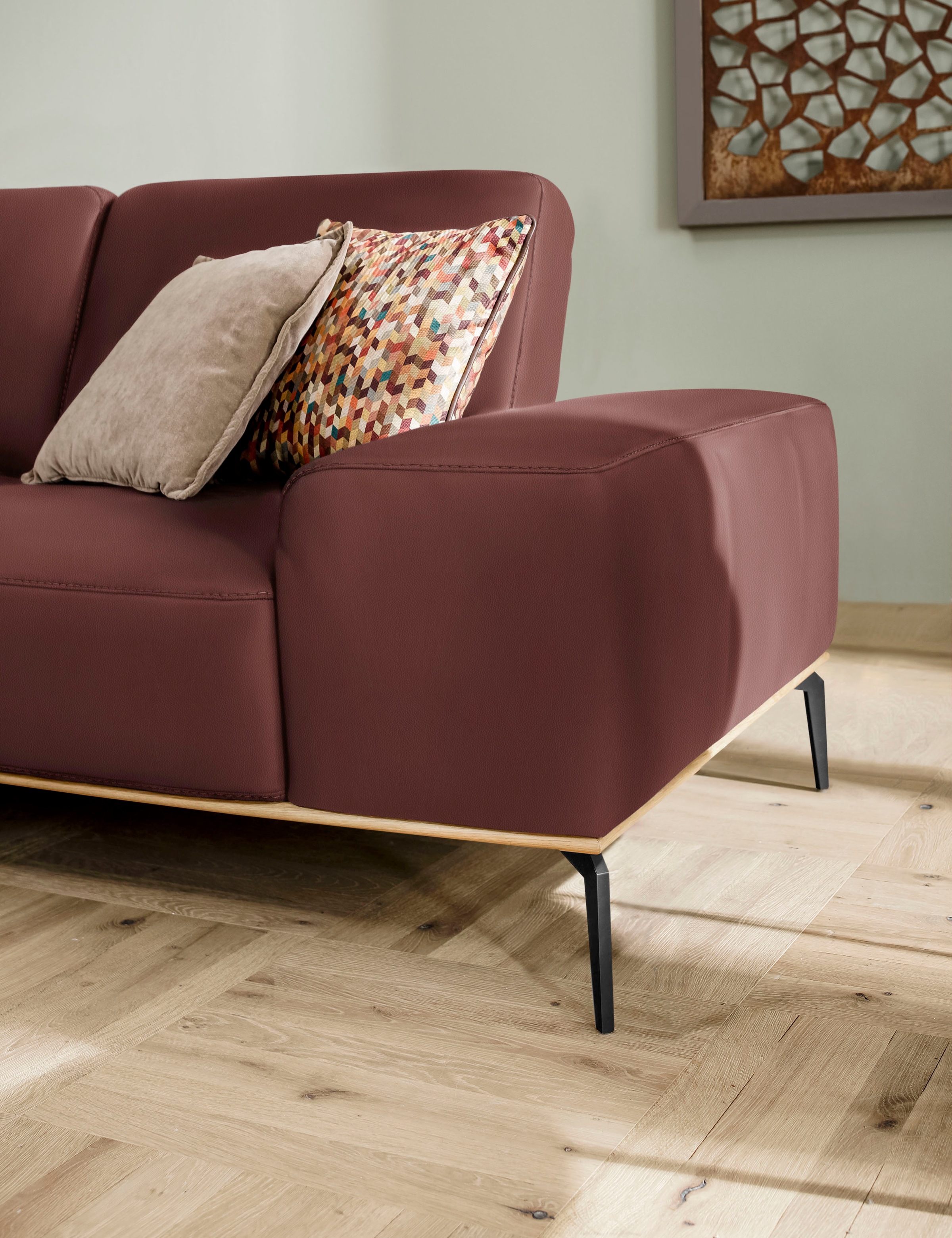 W.SCHILLIG Ecksofa »run, Designsofa mit tollem Sitzkomfort, bequem, L-Form«, mit Holzsockel, Füße in Schwarz pulverbeschichtet, Breite 279 cm