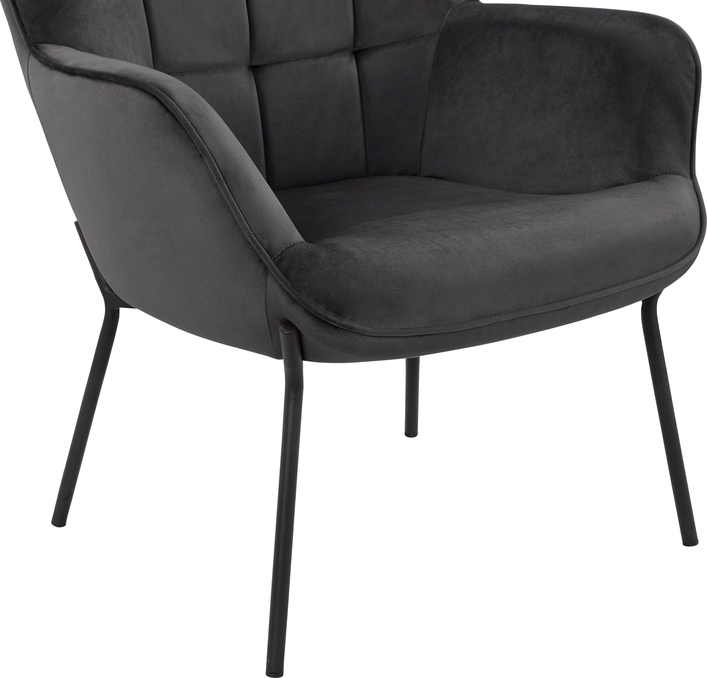 OTTO products Loungesessel »Luukas, Ohrensessel mit Metallbeinen,«, (1 St.), Stoff recyceltes Polyester, Sitz und Rücken gepolstert, Sitzhöhe 46 cm