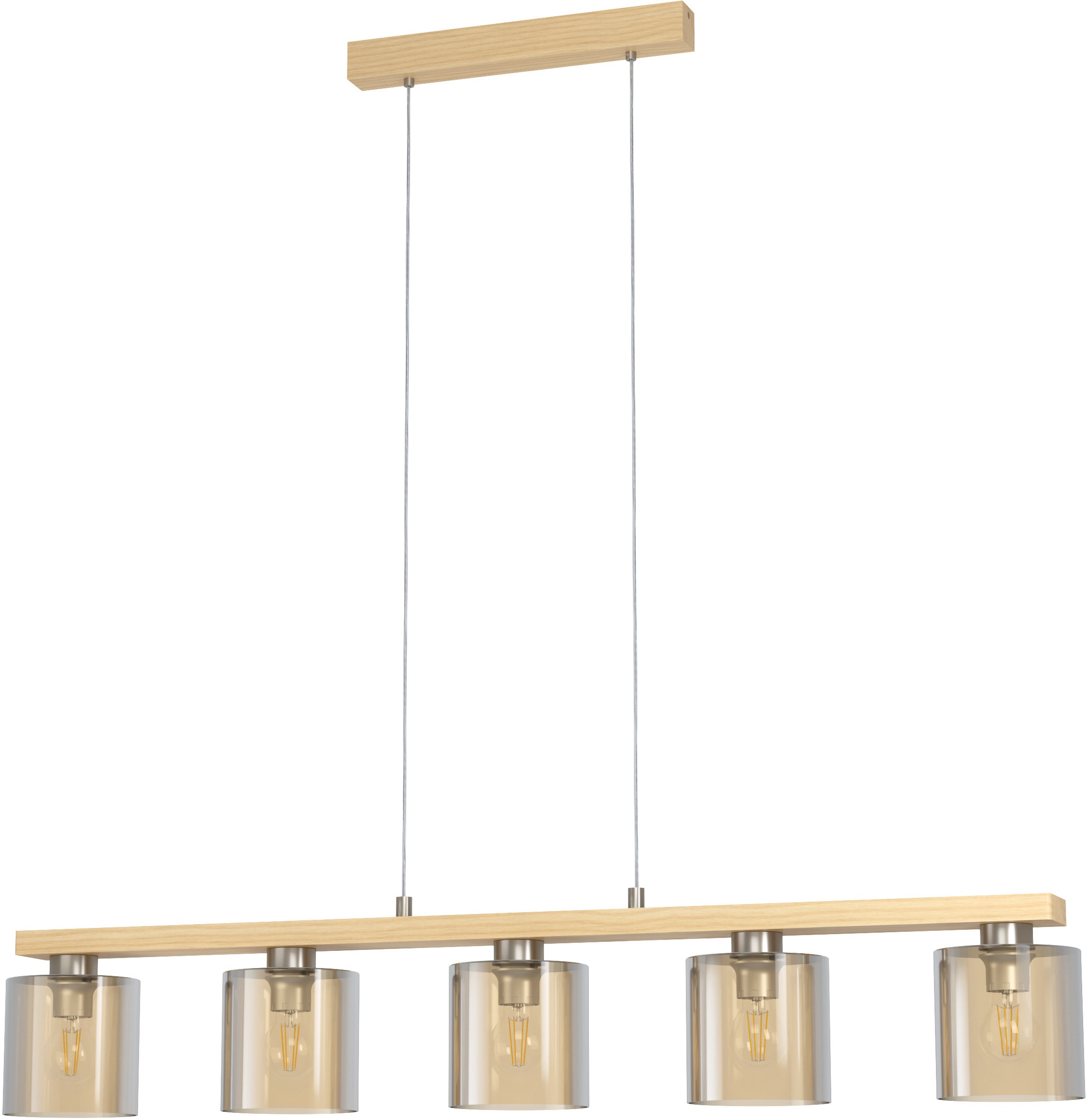 EGLO Hängeleuchte »CASTRALVO Pendellampe, Stahl, Holz und Glas, E27, IP20, günstig online kaufen