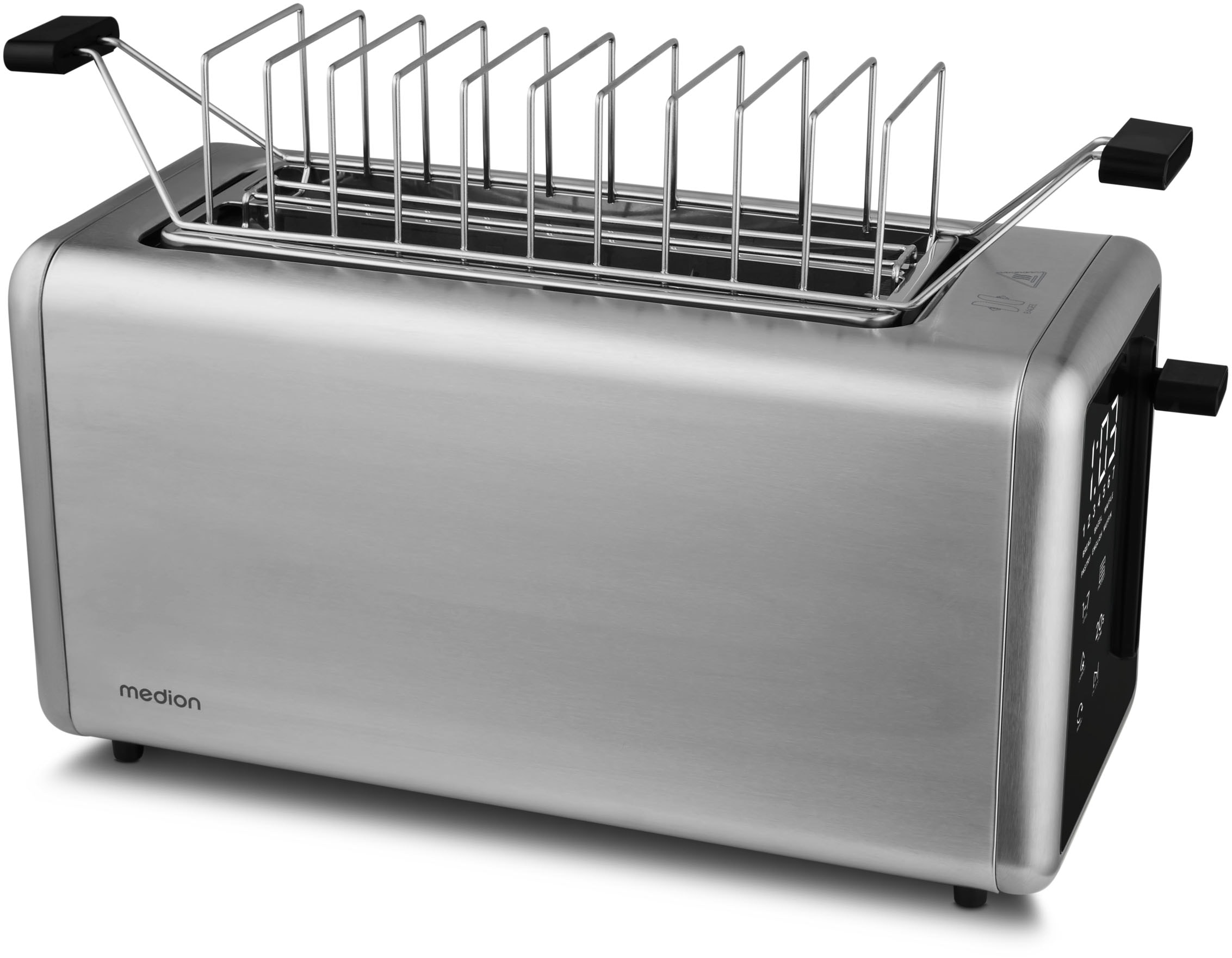 Medion® Toaster »Langschlitztoaster, MD12103, LED Sensor-Touch-Display« 2 lange Schlitze für 4 Scheiben 1450 W abnehmbarer Brötchenaufsatz