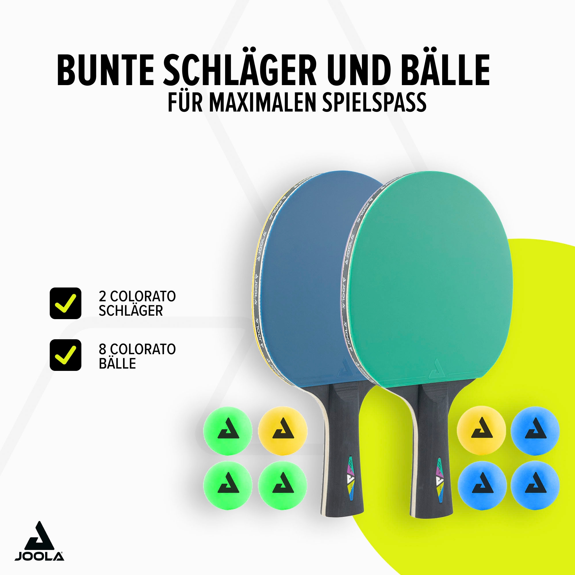Joola Tischtennisschläger »Tischtennisschlägerset-Colorato«, (Set, 10 tlg.)