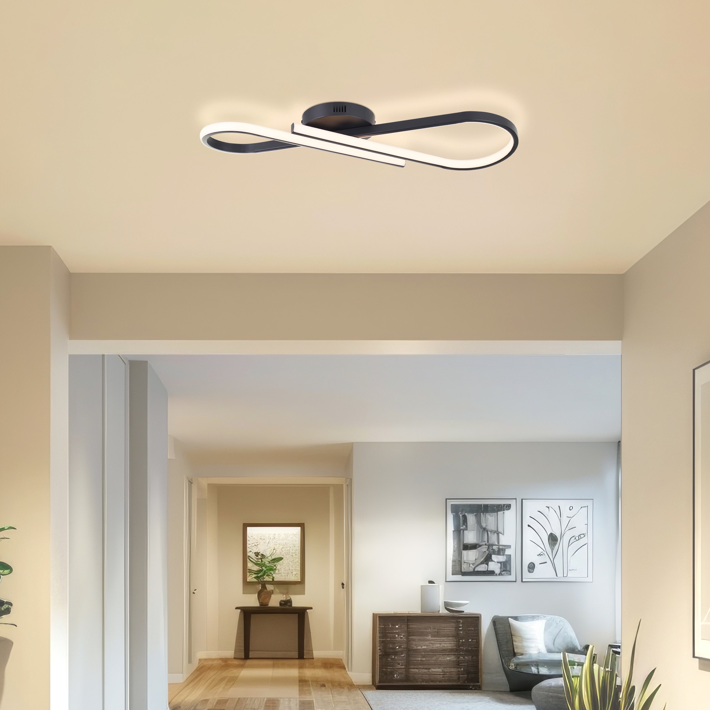 Brilliant LED Deckenleuchte »Hinton« LED-Modul 1 Stk. Warmweiß 66x20 cm, 2800lm, 3000K, dimmbar, Metall, schwarz