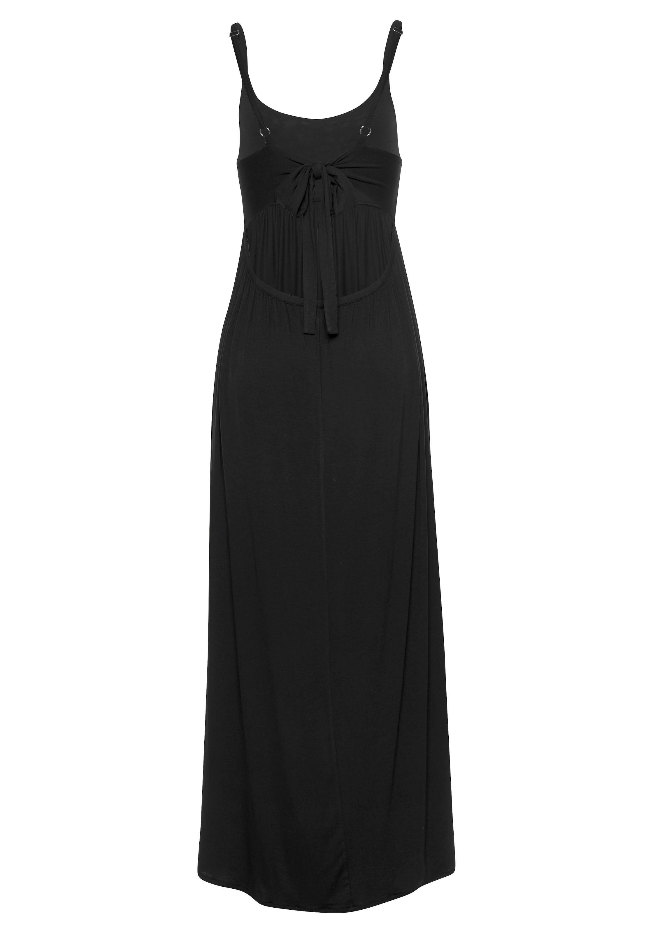 s.Oliver Maxikleid, mit tiefem Rückenausschnitt, Sommerkleid, Strandkleid, Basic