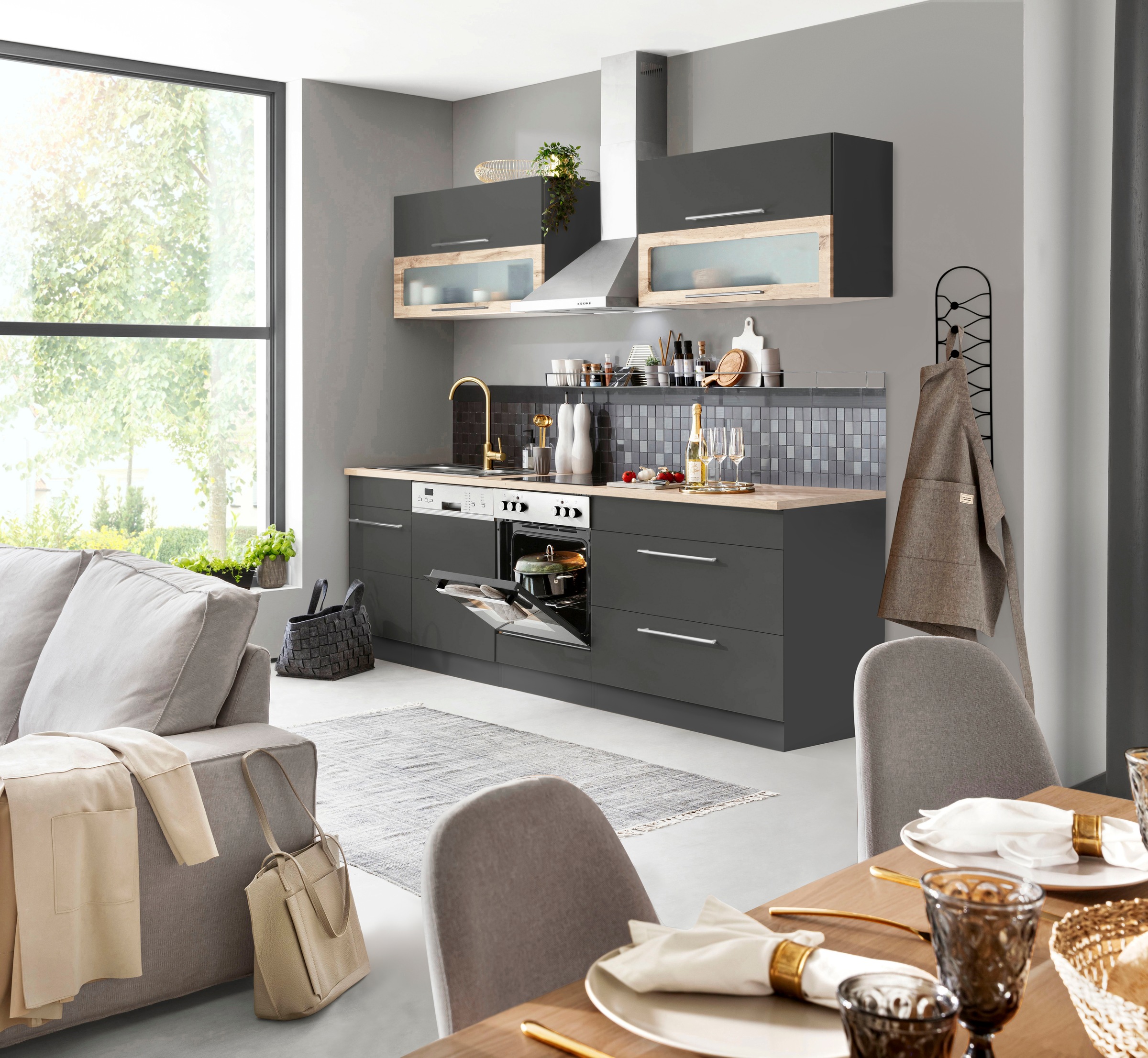 KOCHSTATION Küchenzeile »KS-Wien« Breite 270 cm, wahlweise mit E-Geräten günstig online kaufen