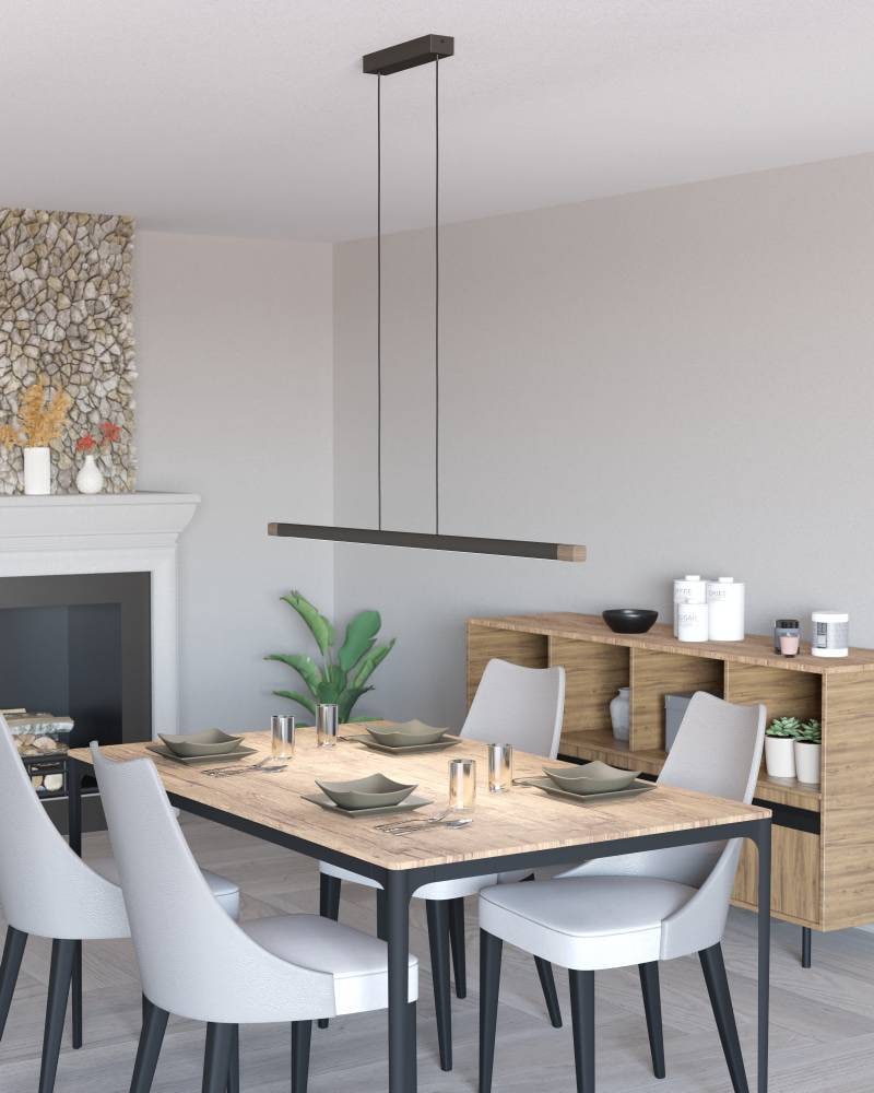 EGLO Hängeleuchte »LISCIANA«, 1 flammig, Leuchtmittel LED-Modul | LED wechselbar, FSCM70HB, Aluminium in braun und Holz in Walnuss-Optik, Lampe, 126 cm