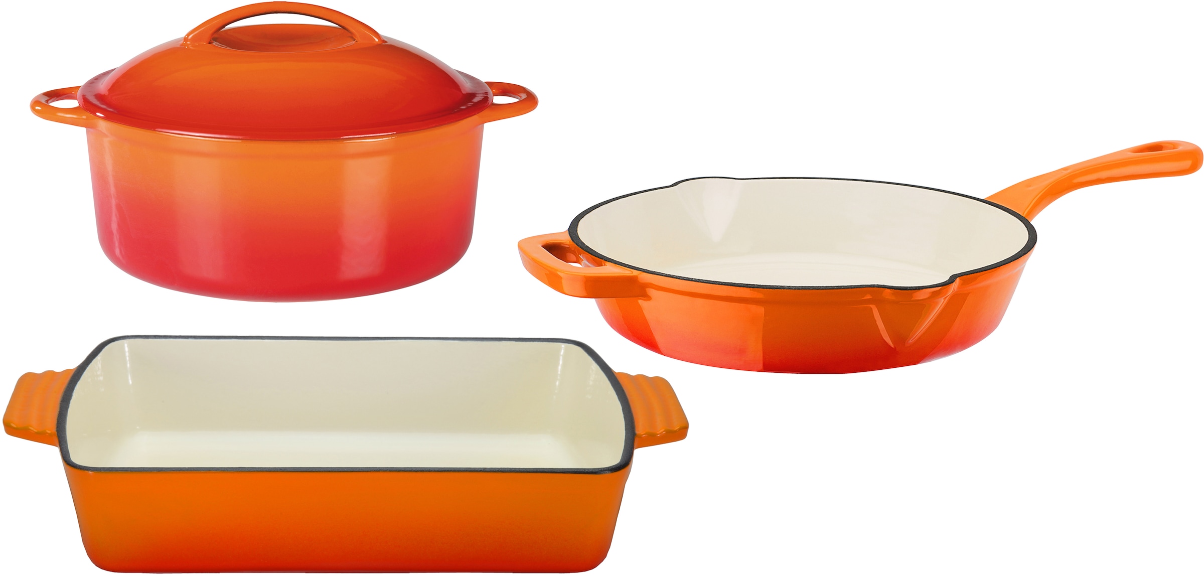 (Set, bestellen GSW »Orange Topf-Set Raten Gusseisen, tlg.), Induktion auf Shadow«, 4