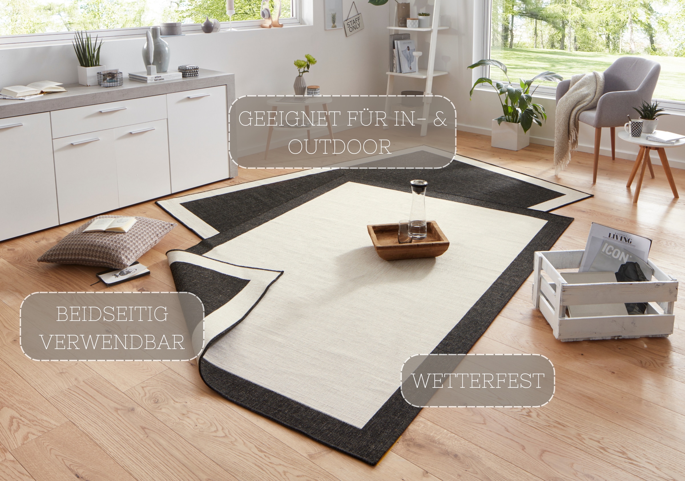 HANSE Home Teppich »Panama Wendeteppich«, rechteckig, 5 mm Höhe, In-& Outdoor, Wetterfest, Balkon, Läufer, Wohnzimmer, Wasserfest