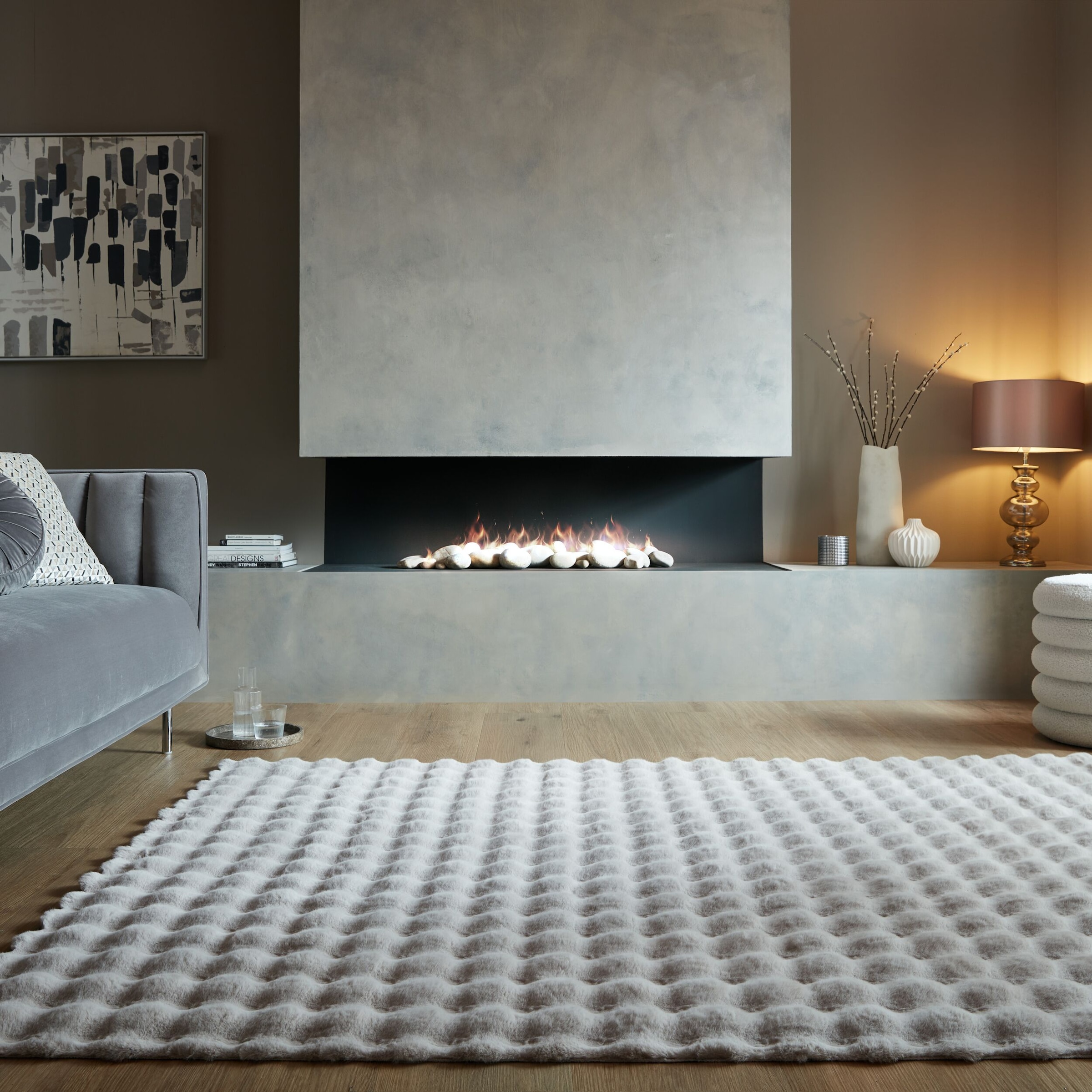FLAIR RUGS Hochflor-Teppich »Waffle Faux Fur«, rechteckig, 35 mm Höhe, Waffelmuster, waschbarer Kunstpelzteppich