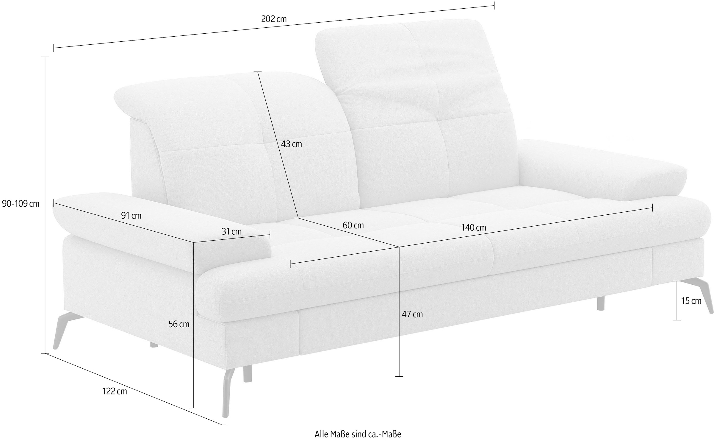 sit&more 2,5-Sitzer »Amica«, inkl Sitztiefenverstellung und Armteilverstellung