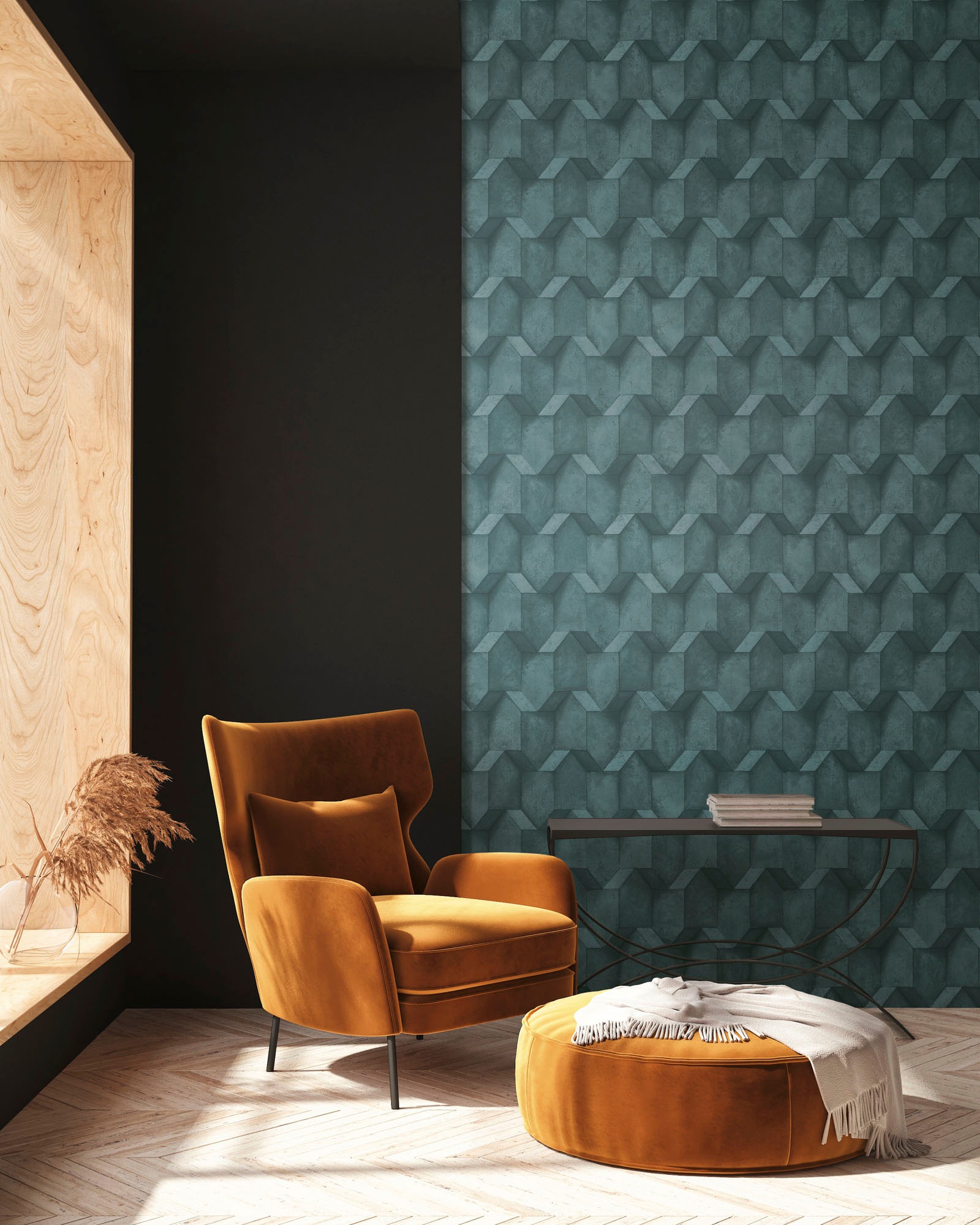 A.S. Création Vliestapete »THE BOS Betonoptik 3D Effekt«, matt-gemustert-neutral, Betonoptik 3D Effekt Tapeten Wohnzimmer Schlafzimmer Küche Anthrazit