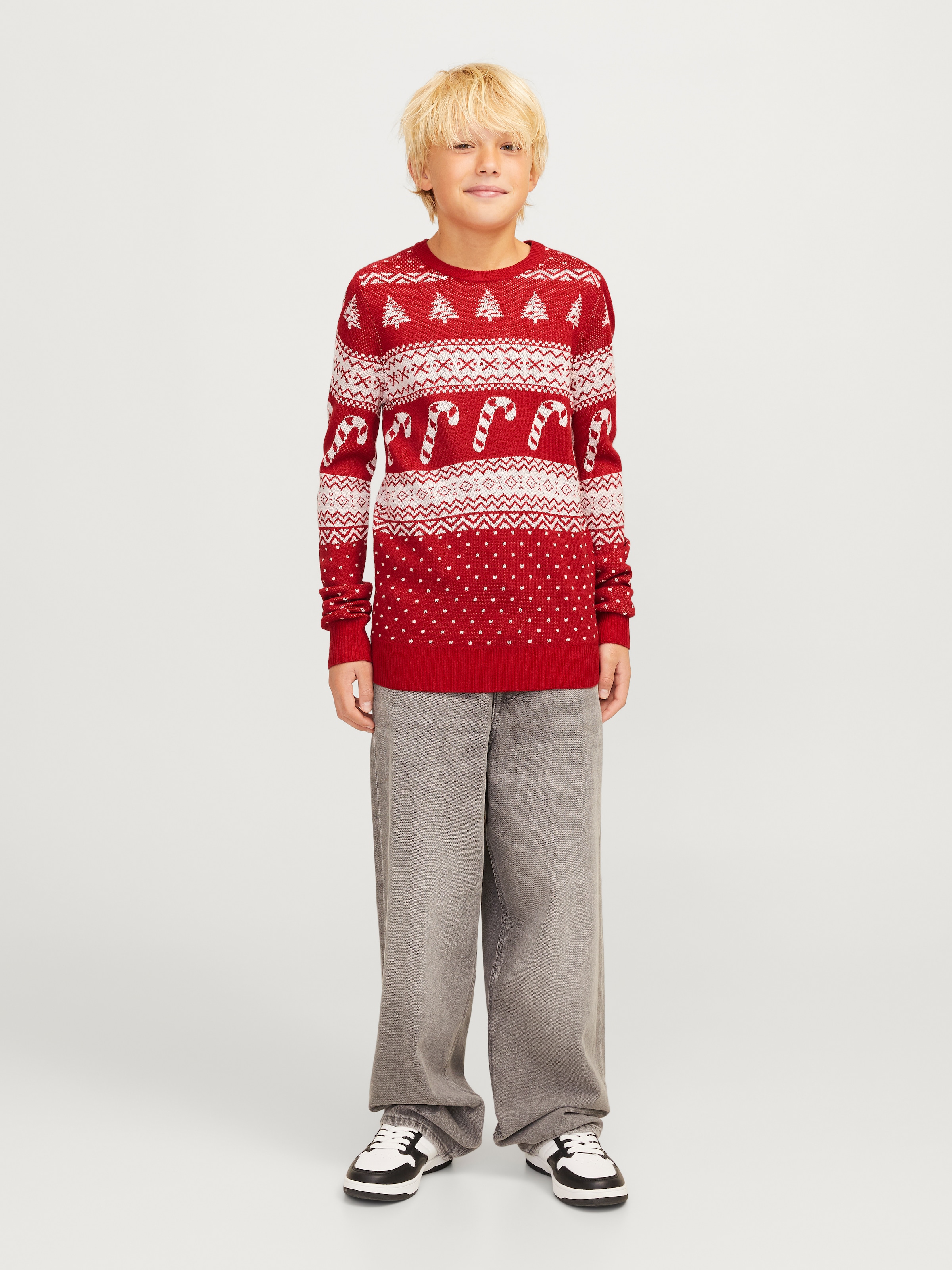 Jack & Jones Junior Rundhalspullover »JJXMAS GABRIEL KNIT CREW NECK JNR«, mit weihnachtlichem Muster