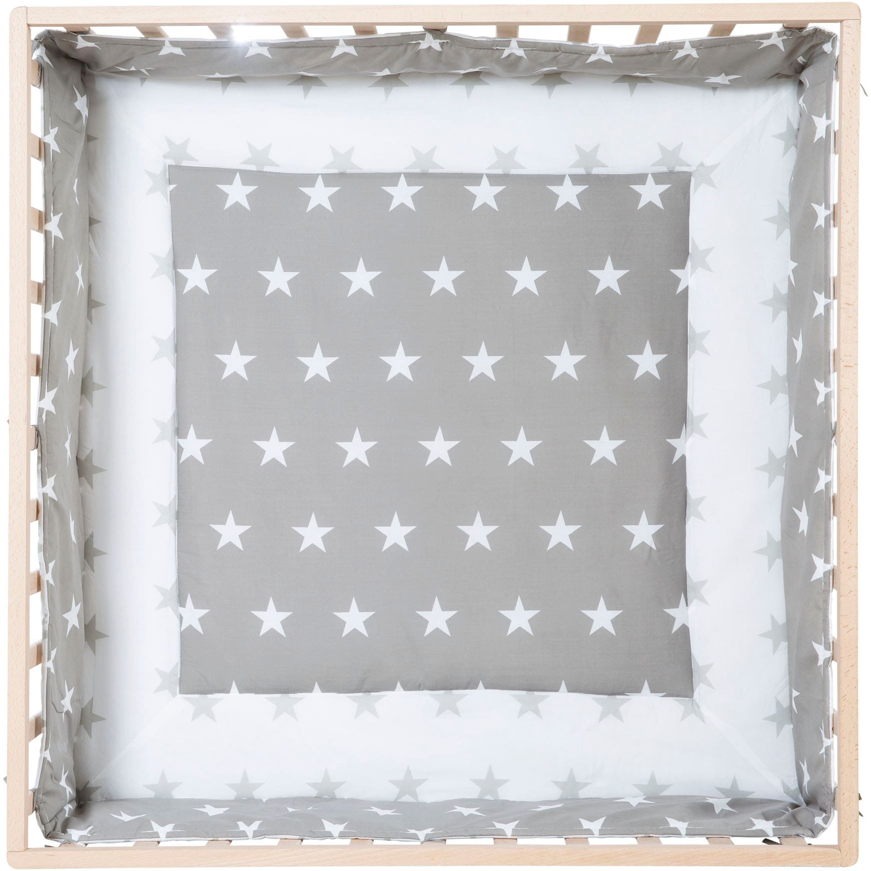 roba® Laufgitter »Little Stars, 100x100 cm, natur«, bis 15 kg, mit Stoffeinlage und Nestchen; höhenverstellbar