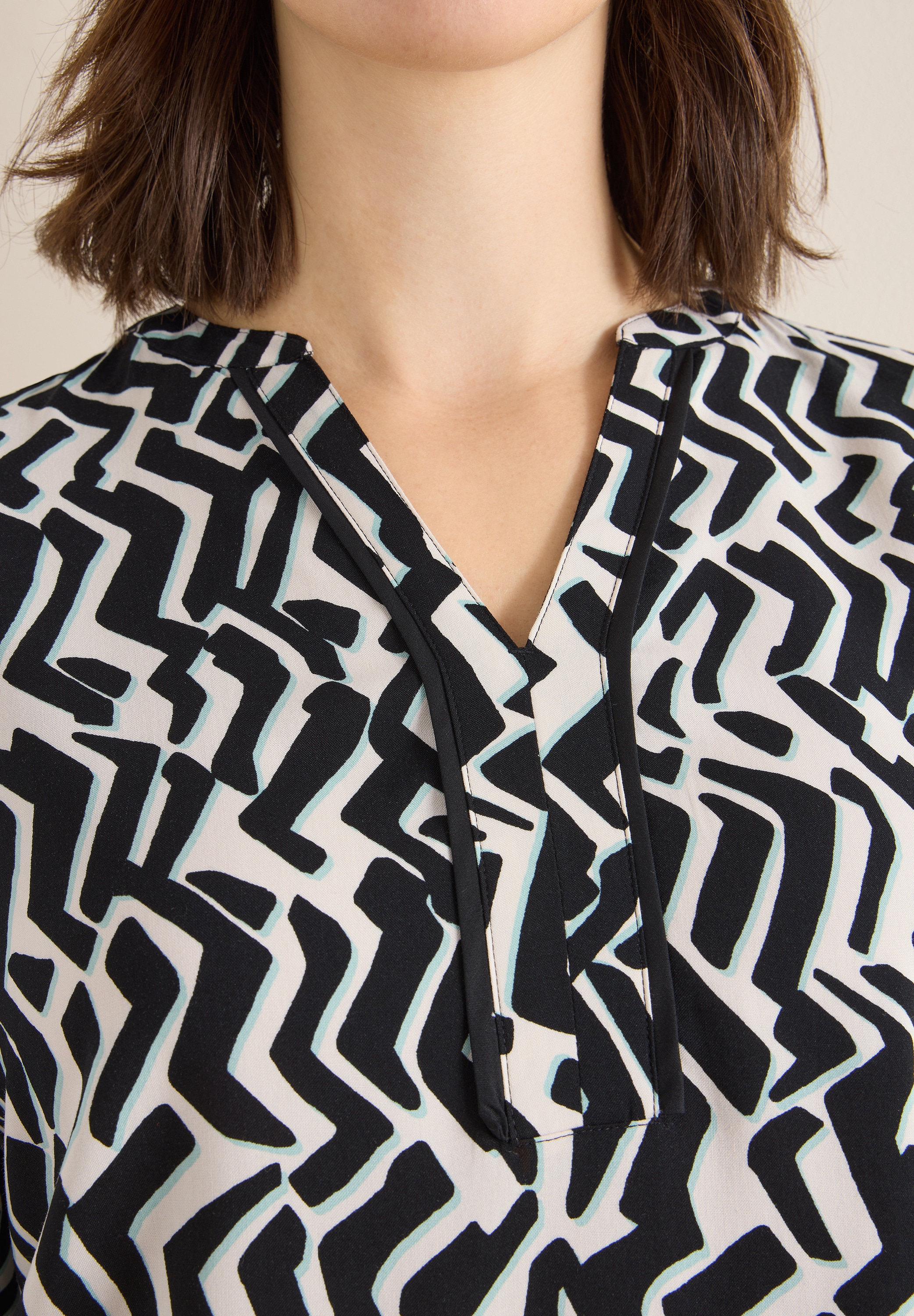 Cecil Druckbluse Print-Bluse mit Tape und grafischem Muster