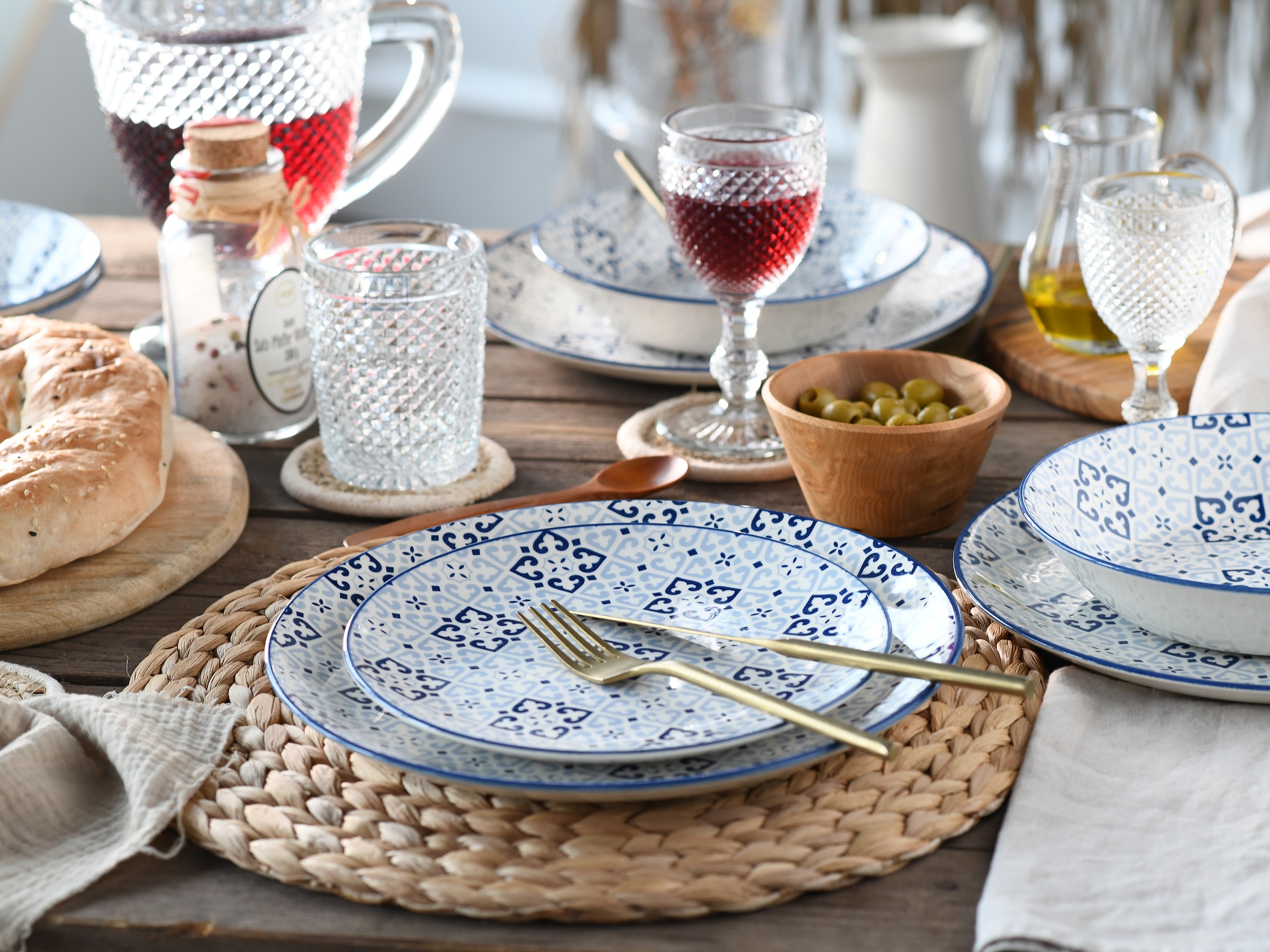 CreaTable Teller-Set »Yara«, (Set, 12 tlg.), orientalisch mediterraner Stil