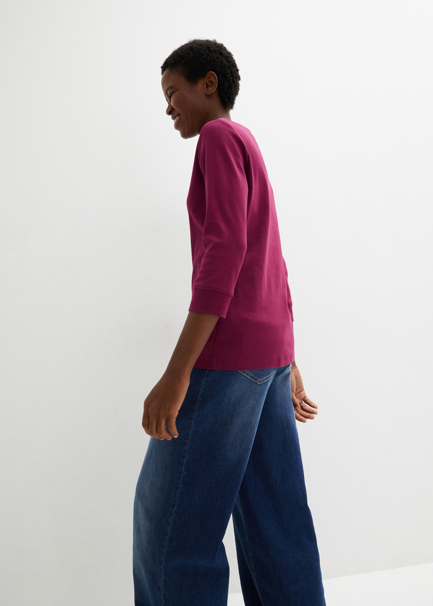 bonprix Langarmshirt mit 3/4-Arm und U-Boot-Ausschnitt