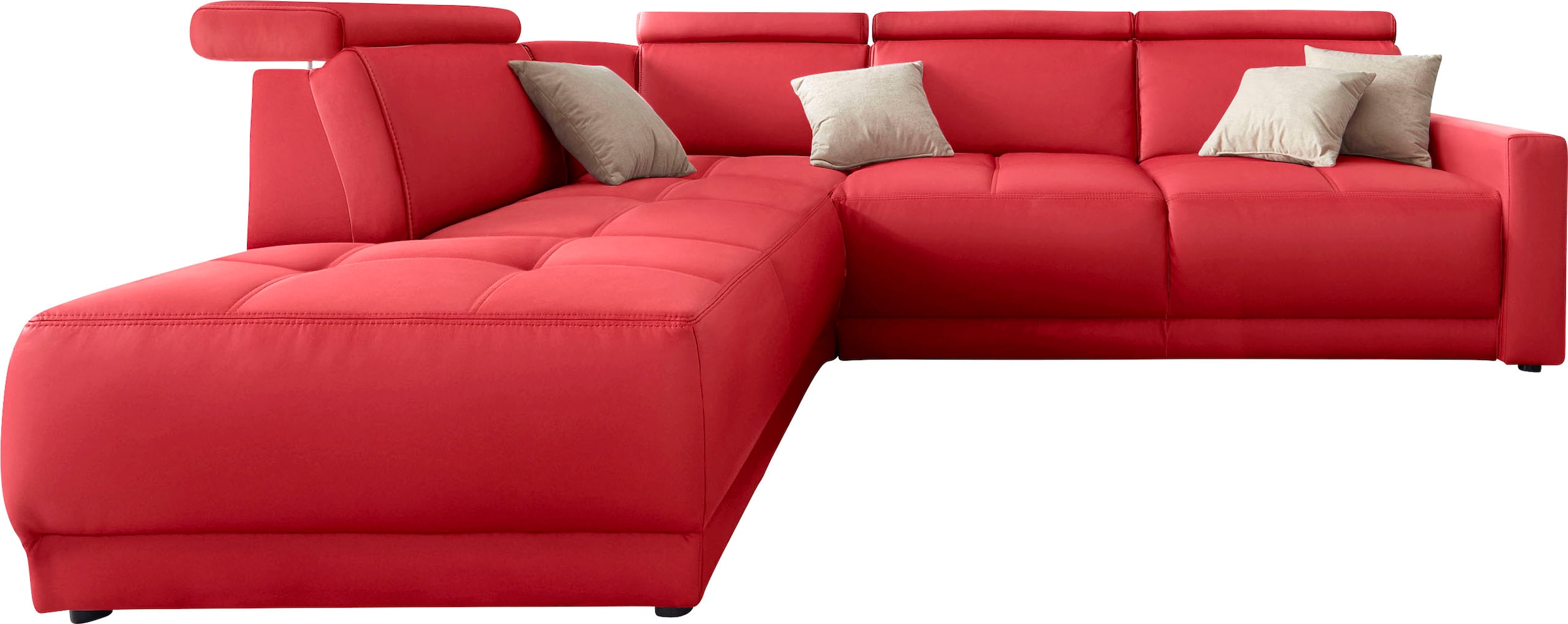 DOMO collection Ecksofa »Ava, moderne Sitzheftung mit toller Doppelnaht, komfortabel, L-Form«, mit Ottomane, inkl. Federkern, wahlweise mit Kopfteilverstellungen