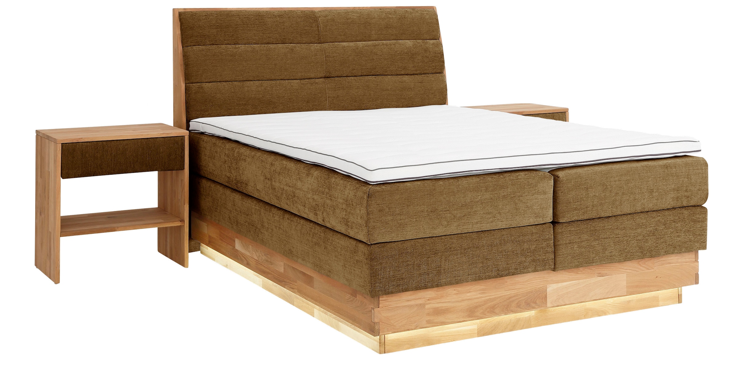 OTTO products Boxspringbett LED-Beleuchtung, mit zertifizierten, recycelten Bezugsstoffen